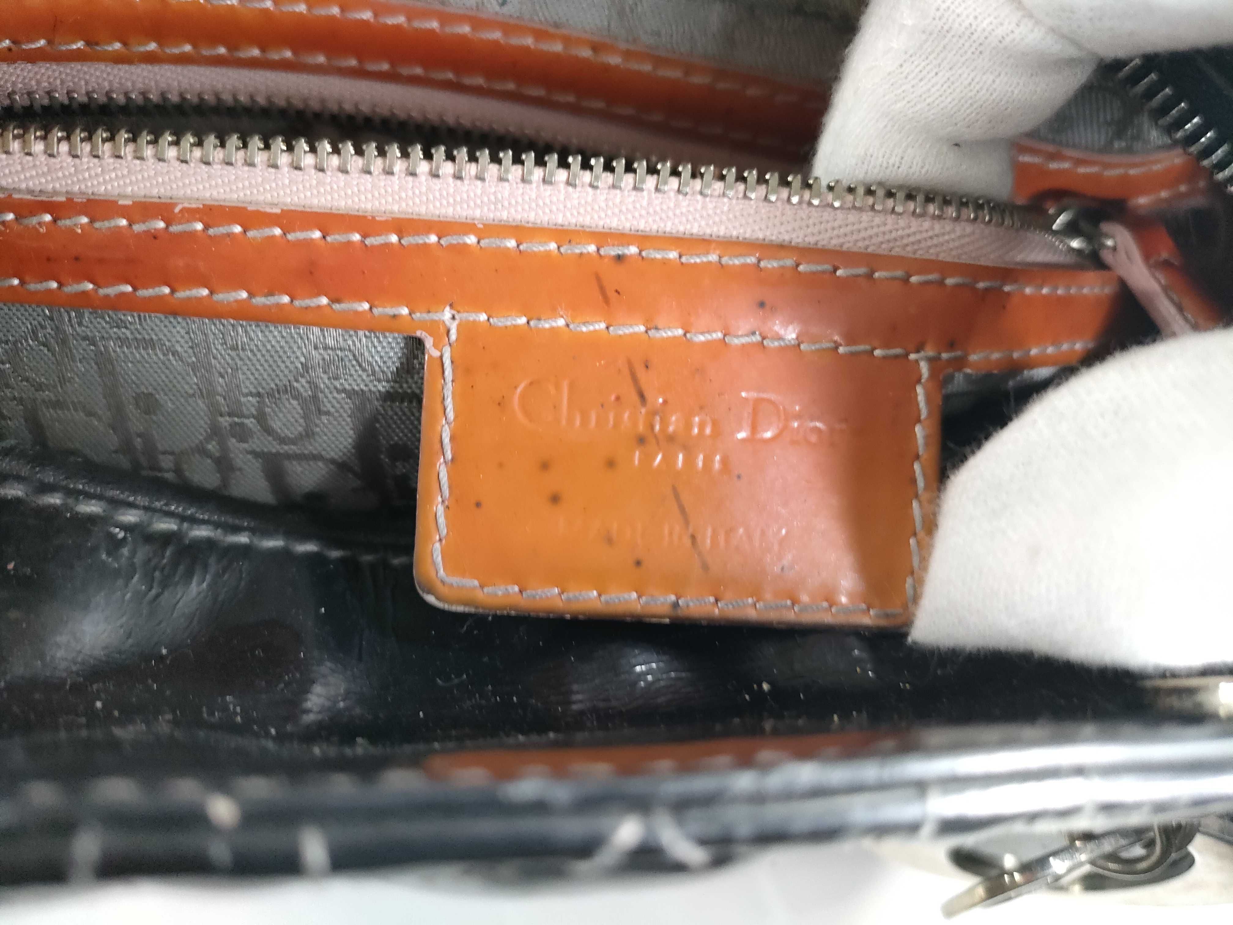 Lady Dior Christian Lady Patent Black Silver Handbag — view 12