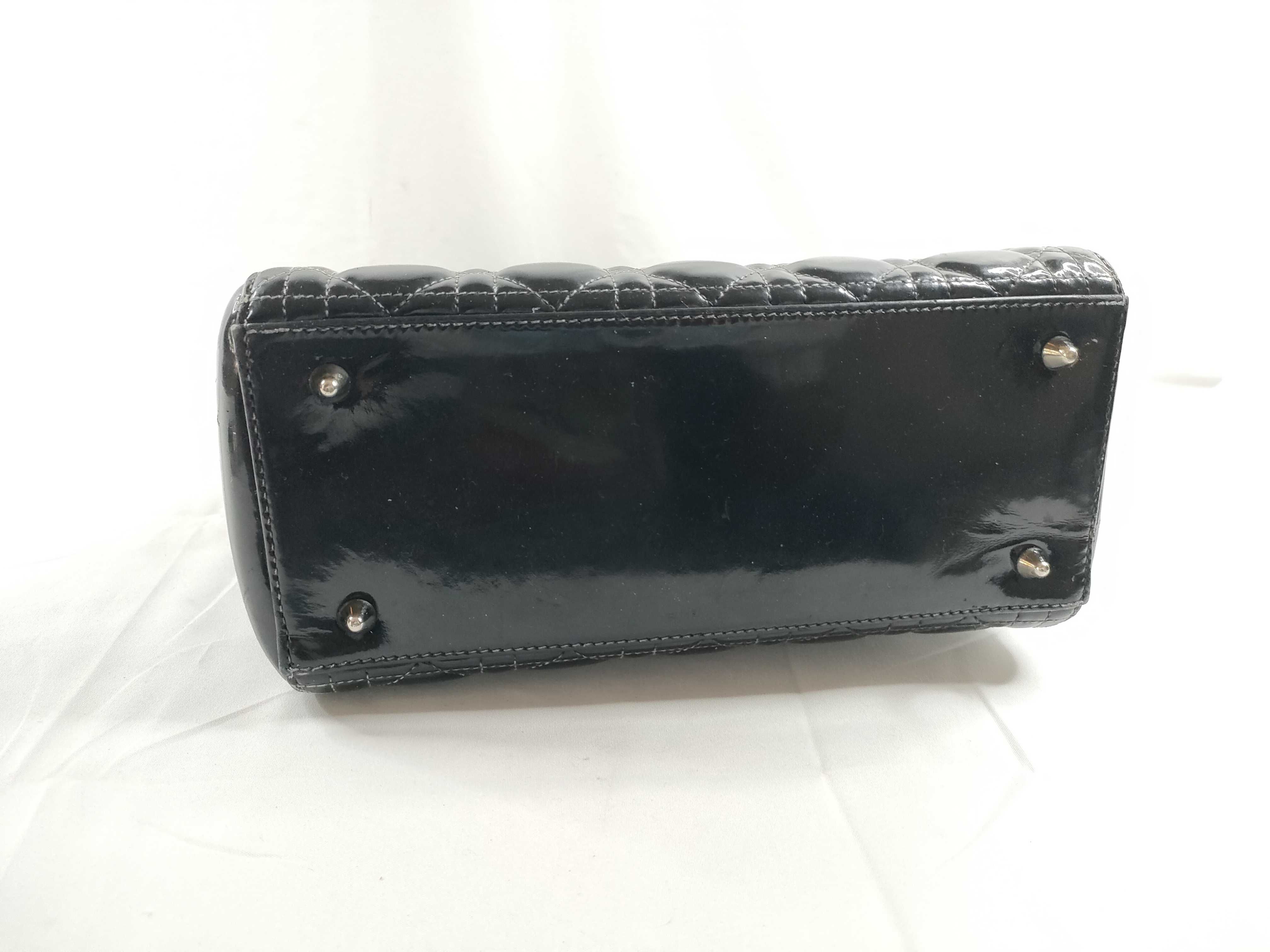 Lady Dior Christian Lady Patent Black Silver Handbag — view 4