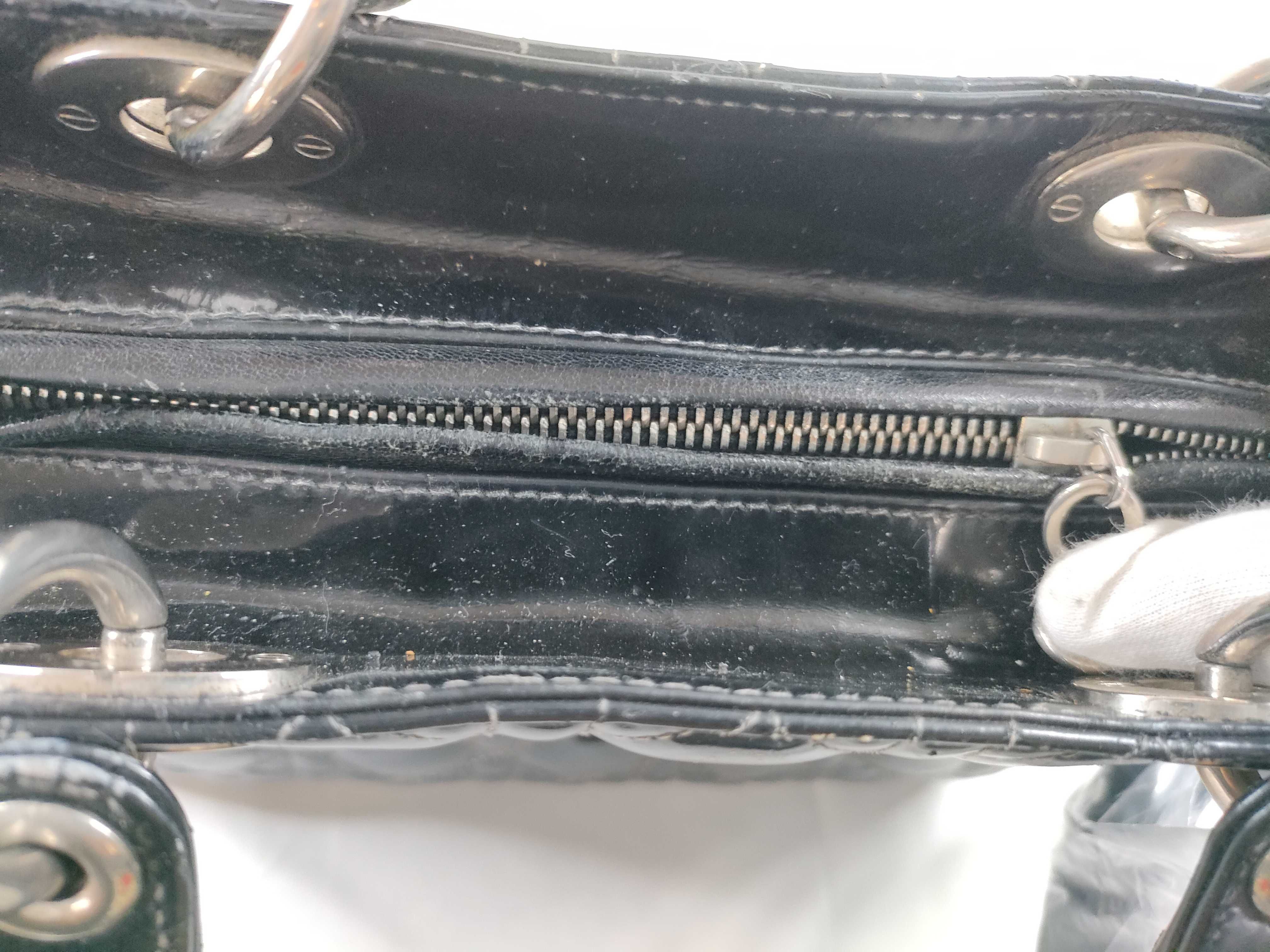Lady Dior Christian Lady Patent Black Silver Handbag — view 8