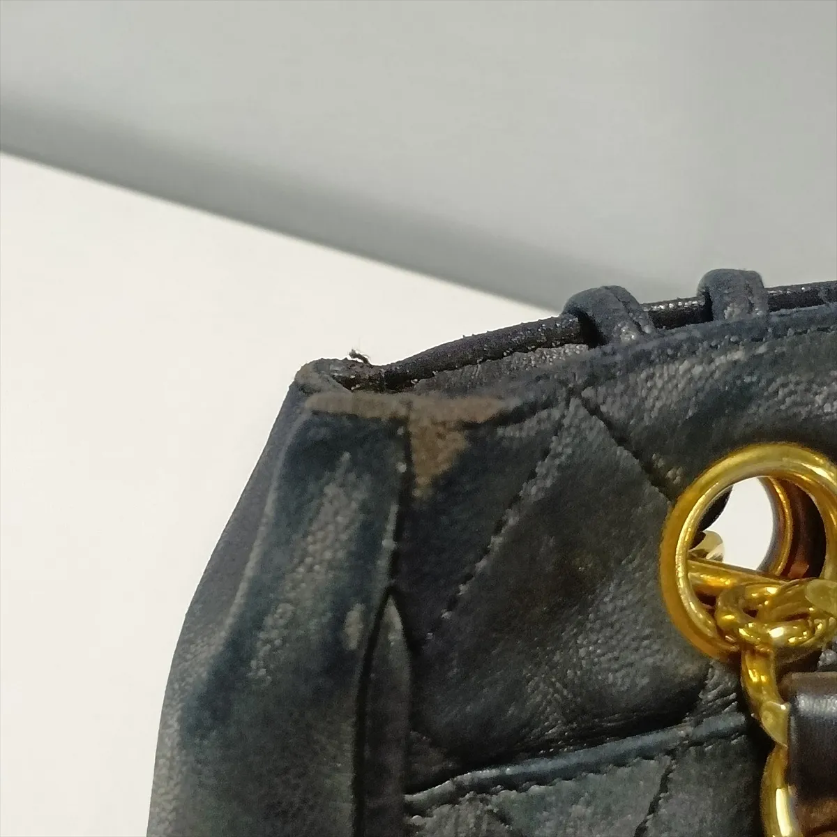 Matelassé Lambskin Chain Shoulder Bag, Black with Gold Hardware — view 12