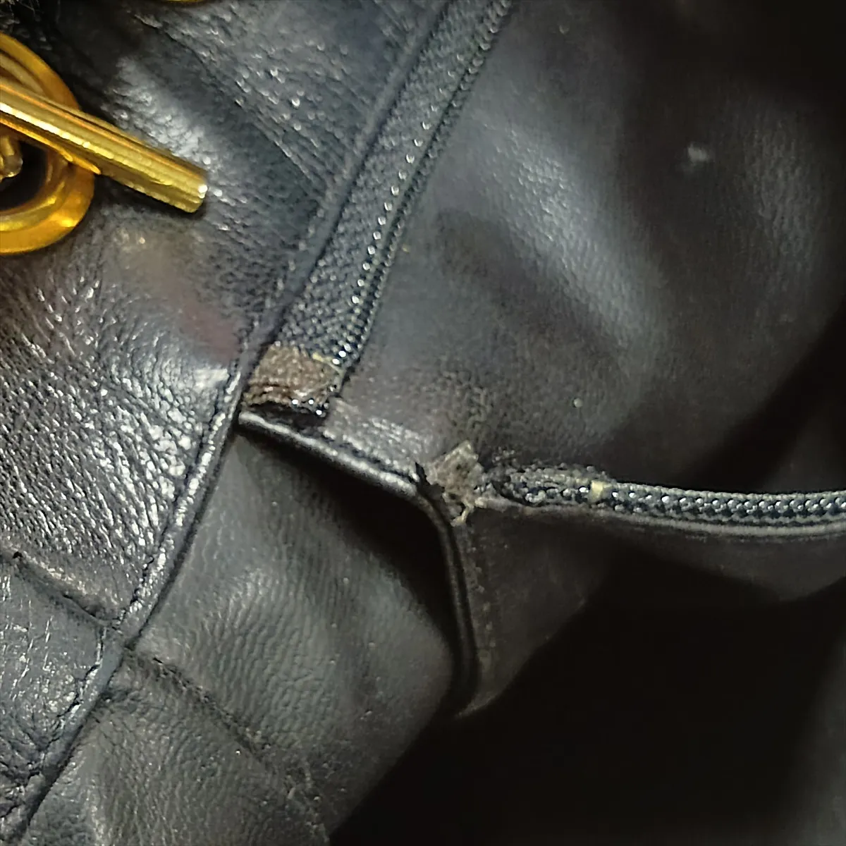 Matelassé Lambskin Chain Shoulder Bag, Black with Gold Hardware — view 14