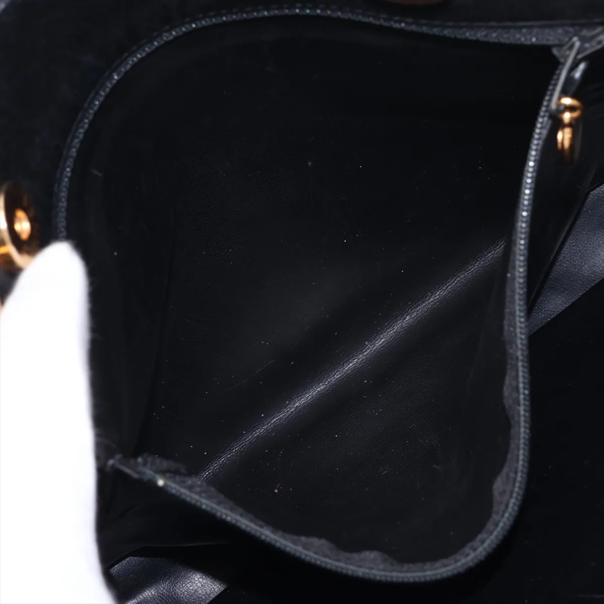 Matelassé Lambskin Chain Shoulder Bag, Black with Gold Hardware — view 7