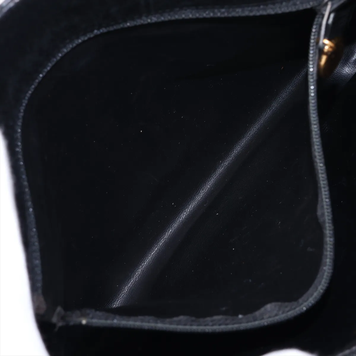 Matelassé Lambskin Chain Shoulder Bag, Black with Gold Hardware — view 8