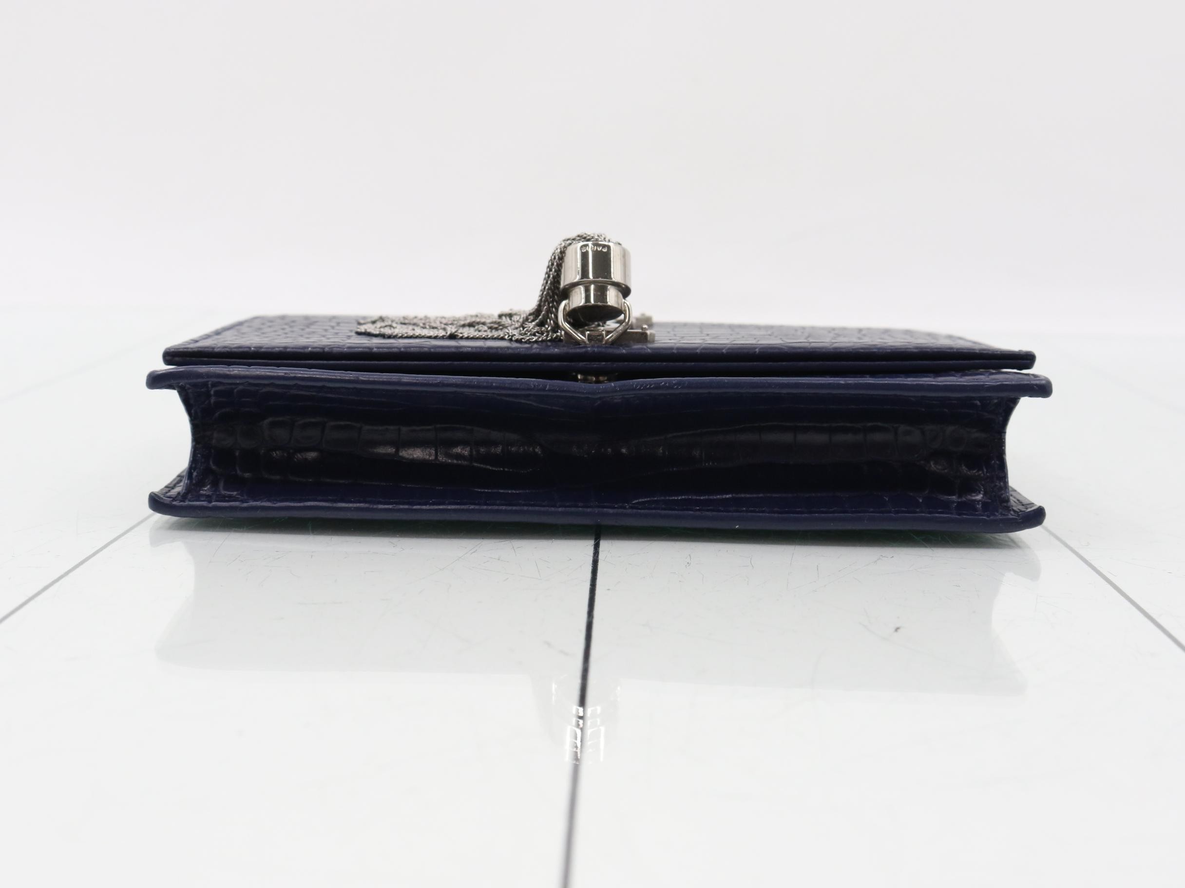 Kate Crocodile Embossed Leather Chain Wallet — view 3