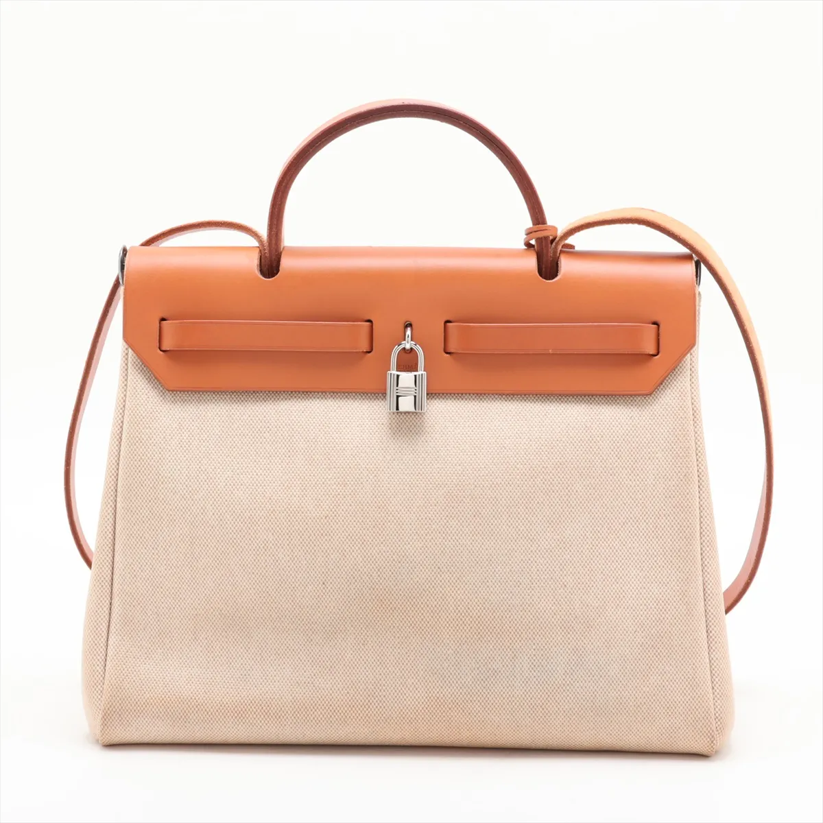 Herbag PM Toile H x Vache Hunter Beige Silver Hardware E: 2001 — view 2