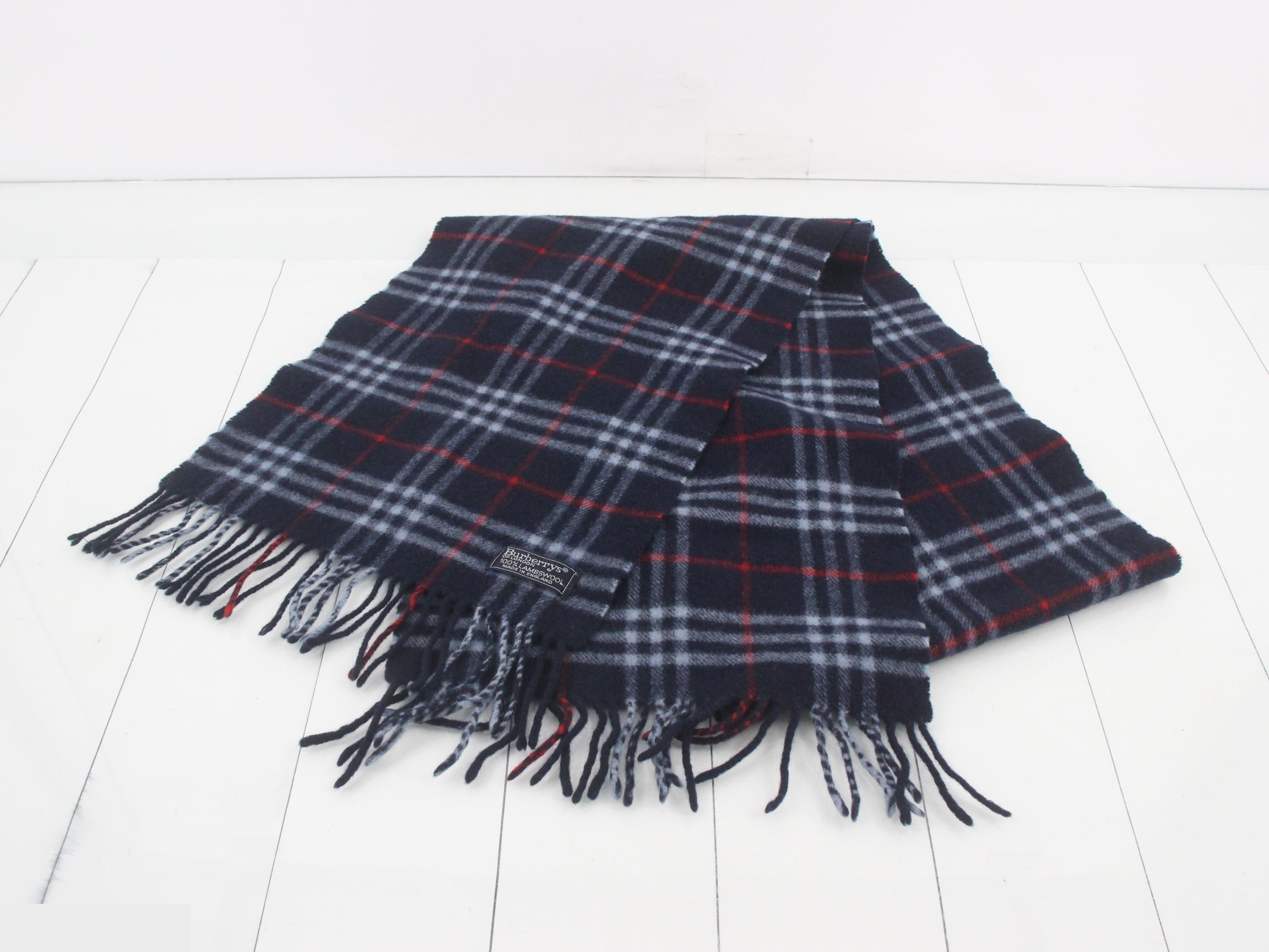 Tag attached, 100% cashmere check scarf — view 2