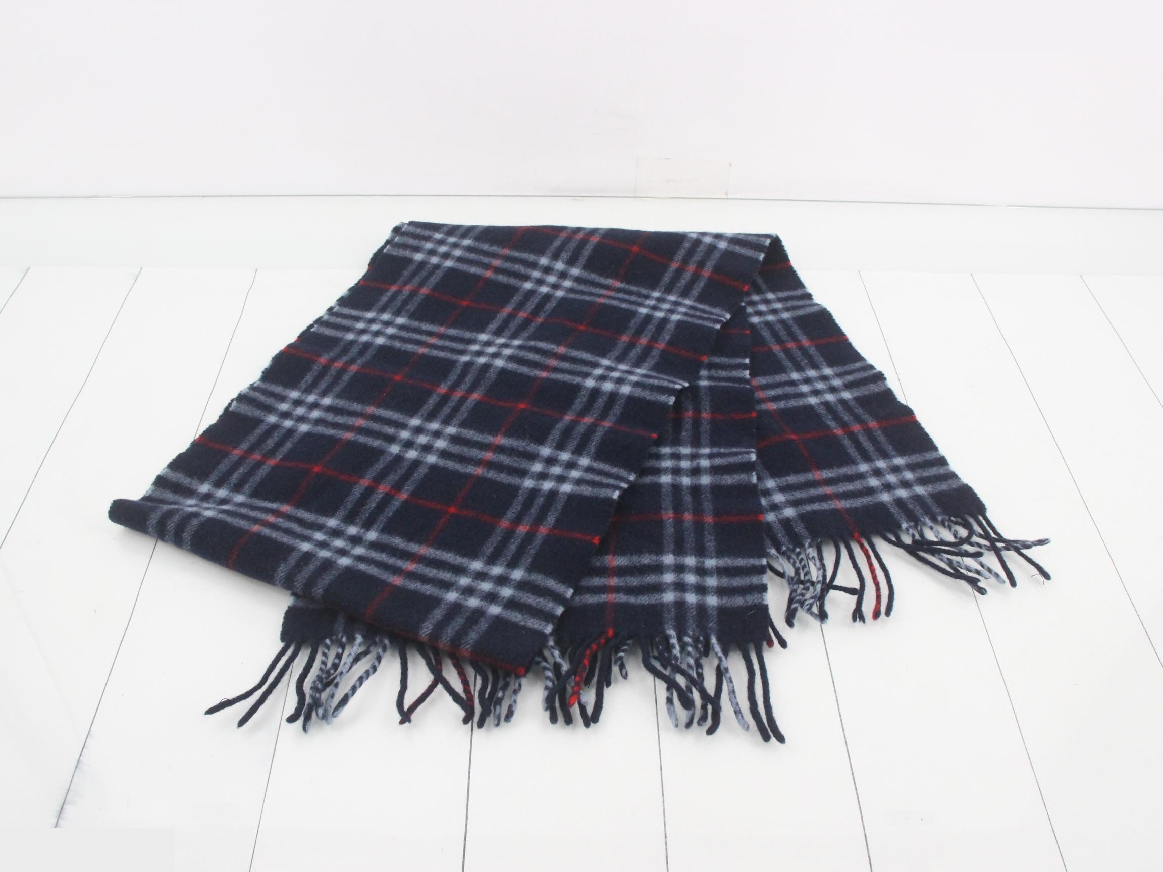 Tag attached, 100% cashmere check scarf — view 3