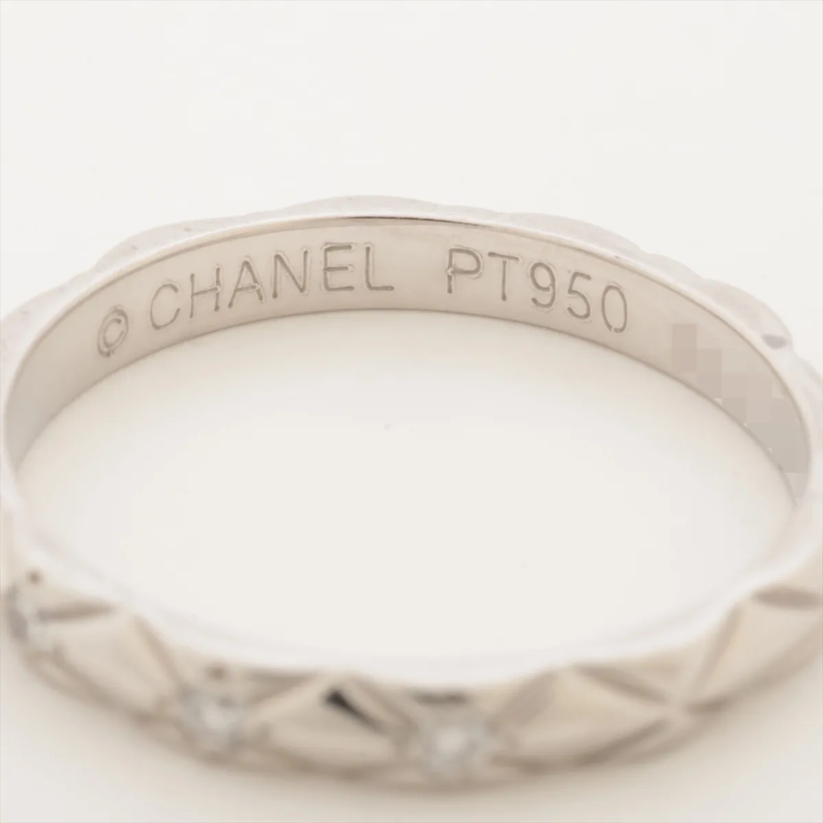 Matelassé 3-Diamond Ring, Pt950, 2.4g, Size 47, 19P0526, Minor Stone — view 3