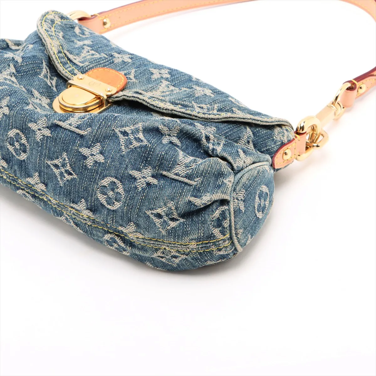 Monogram Denim Mini Pretty M95050 CA1015 Blue x Brown External Tanned Leather — view 3