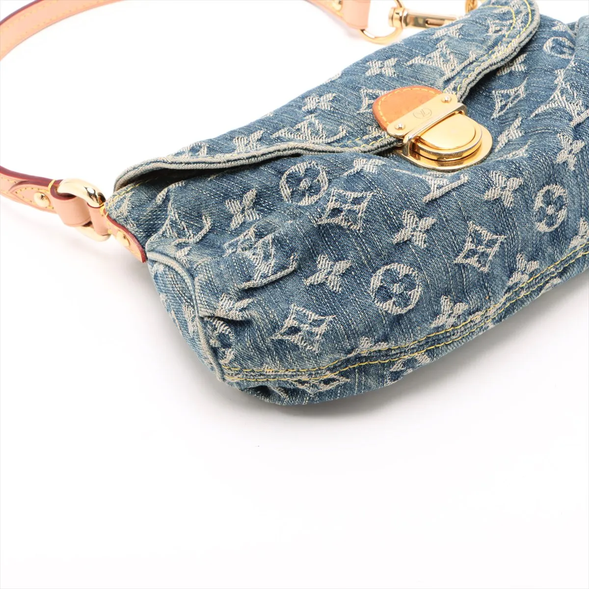 Monogram Denim Mini Pretty M95050 CA1015 Blue x Brown External Tanned Leather — view 4
