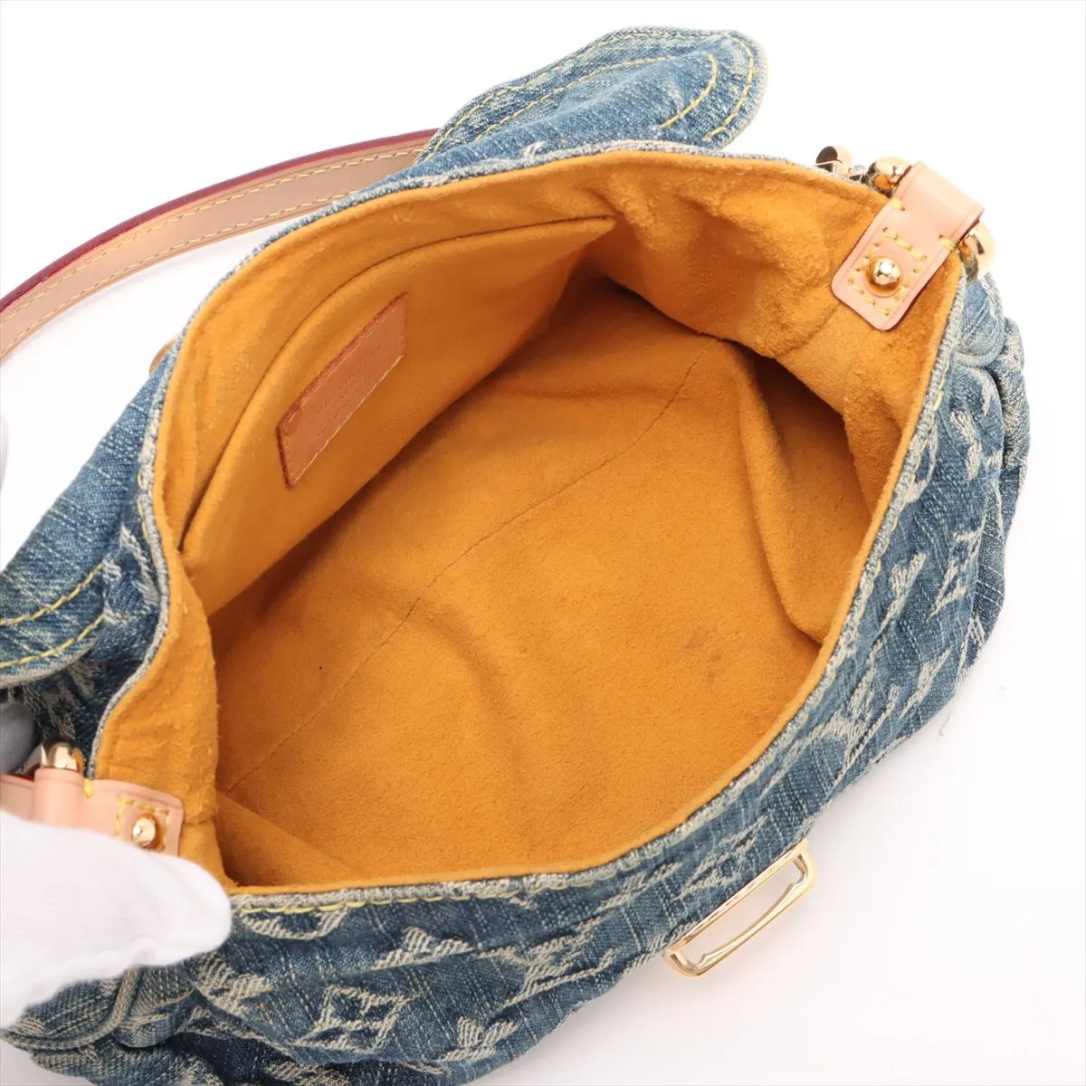 Monogram Denim Mini Pretty M95050 CA1015 Blue x Brown External Tanned Leather — view 7