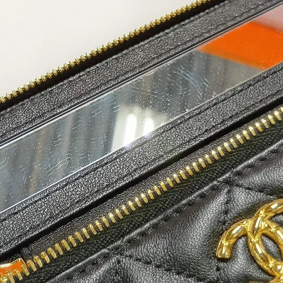 Matelassé Lambskin Vanity Bag, Black with Gold Hardware, A3C2U6X9, Random Serial Number — view 10