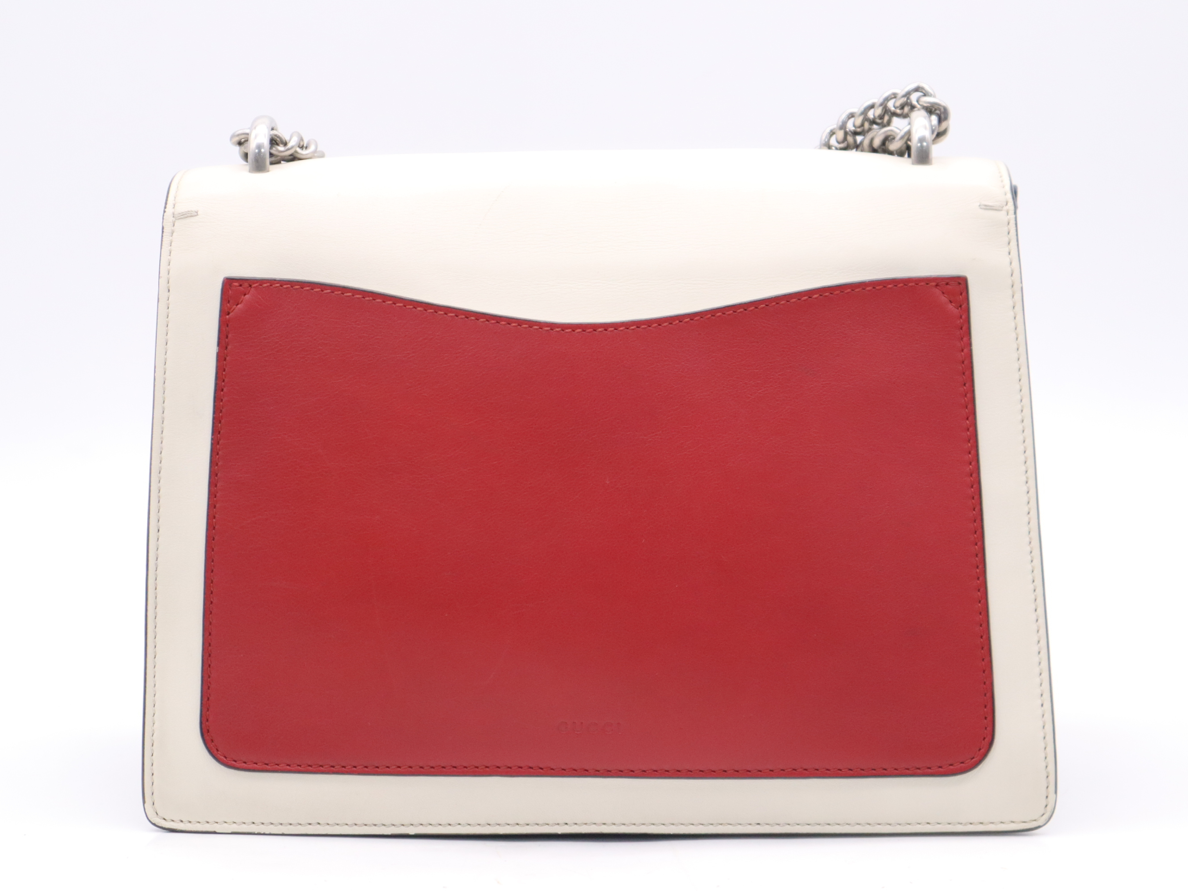 403343 Leather Dionysus Panther Chain Shoulder Bag (White, Blue, Red, Silver Hardware) — view 2