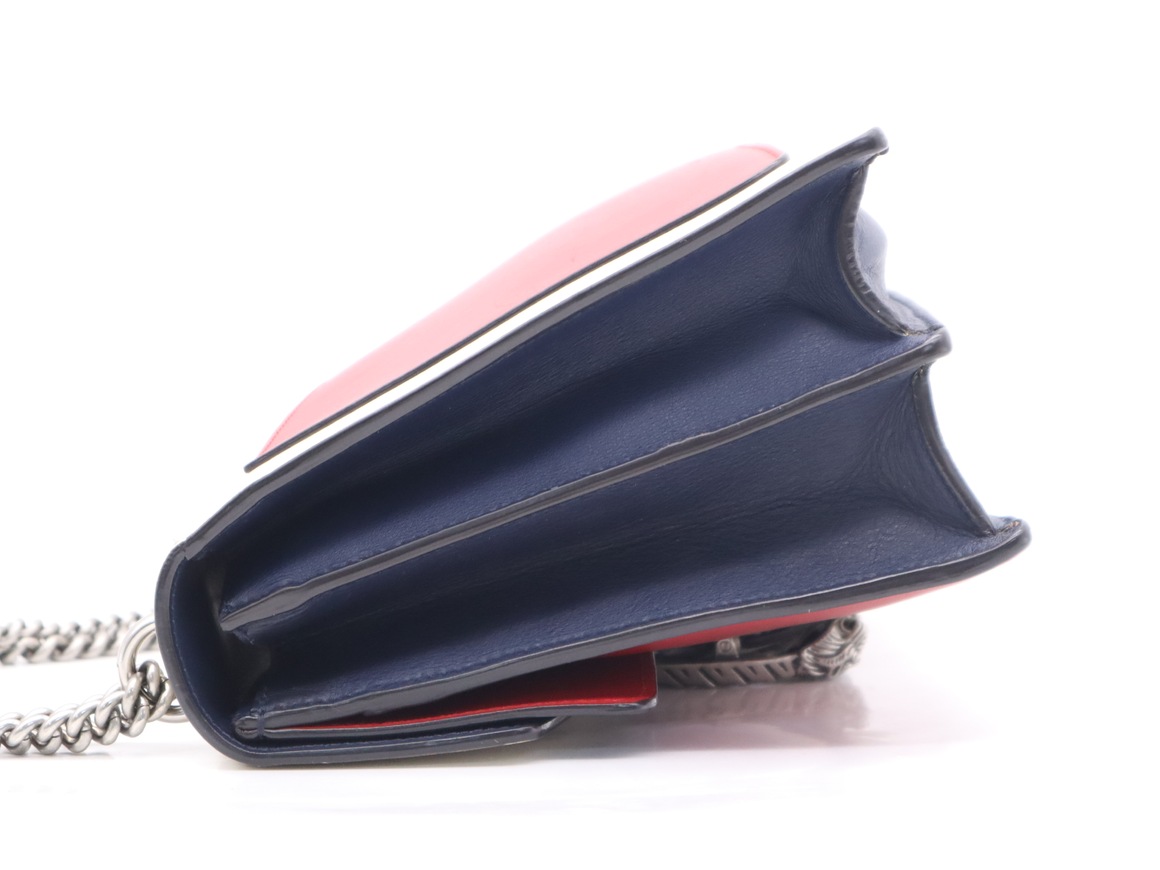 403343 Leather Dionysus Panther Chain Shoulder Bag (White, Blue, Red, Silver Hardware) — view 3