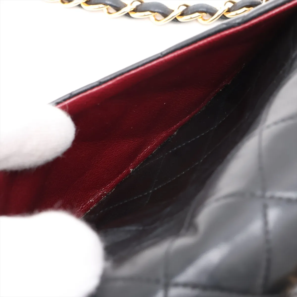 Matelassé 25 Lambskin Chain Shoulder Bag, Black with Gold Hardware, 2285290, Series 2, A01112 — view 8