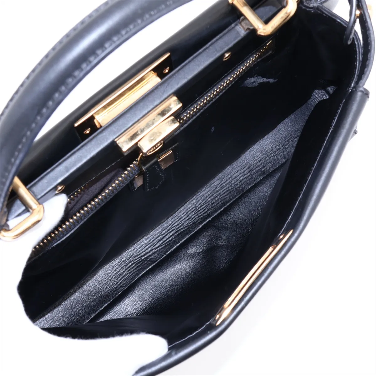 Peekaboo Regular Leather 2-Way Handbag, Black 8BN226 — view 8