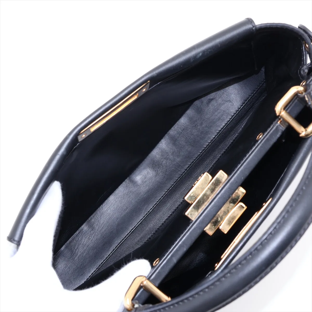 Peekaboo Regular Leather 2-Way Handbag, Black 8BN226 — view 10
