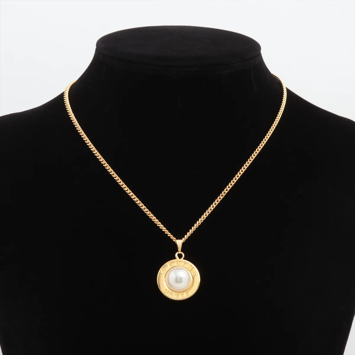 logo necklace, GP x faux pearl, gold, — view 5