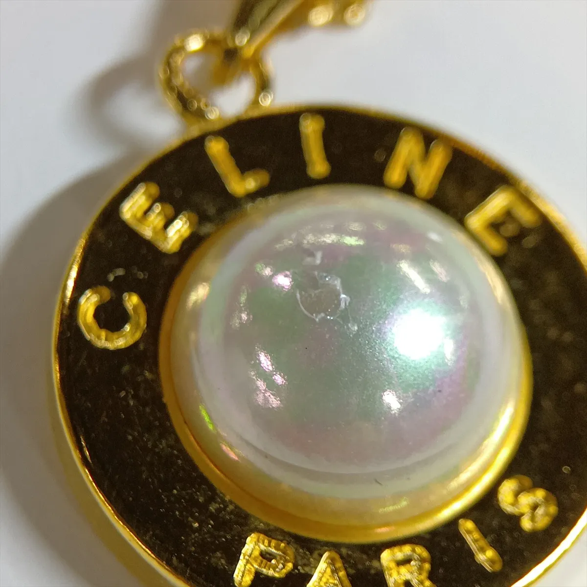 logo necklace, GP x faux pearl, gold, — view 7