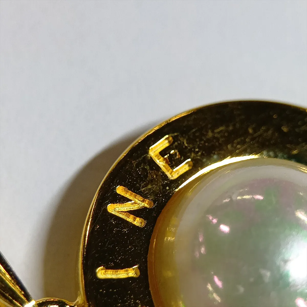 logo necklace, GP x faux pearl, gold, — view 8