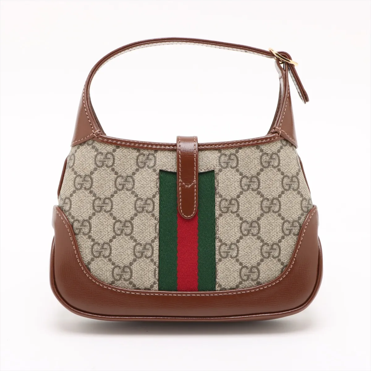 GG Supreme Jackie 1961 PVC x Leather Shoulder Bag Beige x Brown 637092 — view 2