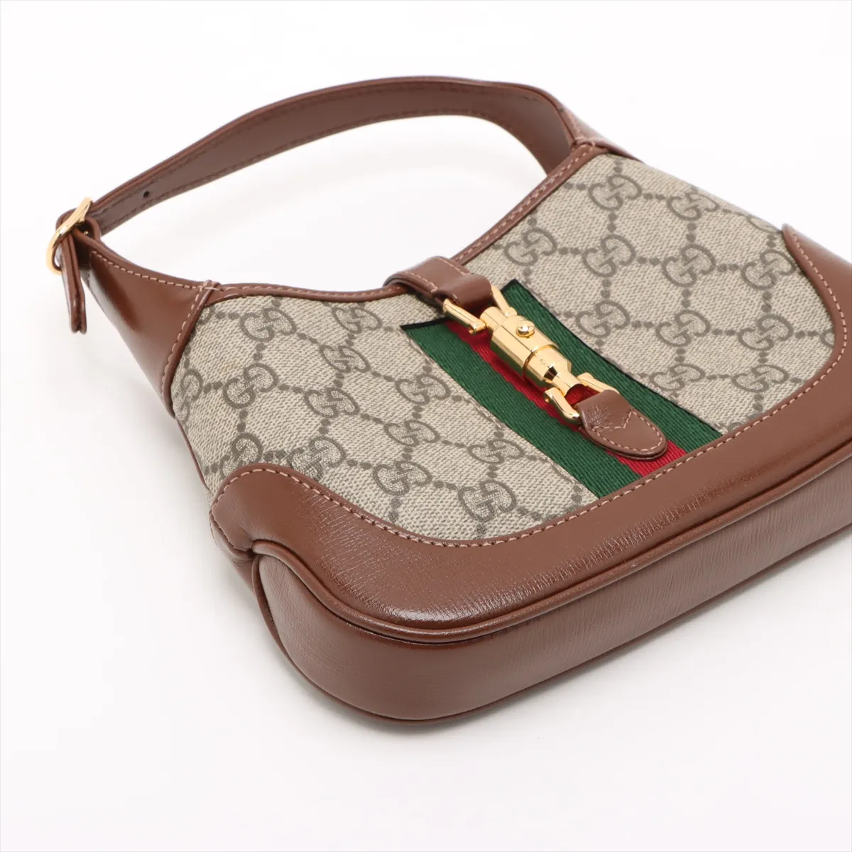 GG Supreme Jackie 1961 PVC x Leather Shoulder Bag Beige x Brown 637092 — view 4