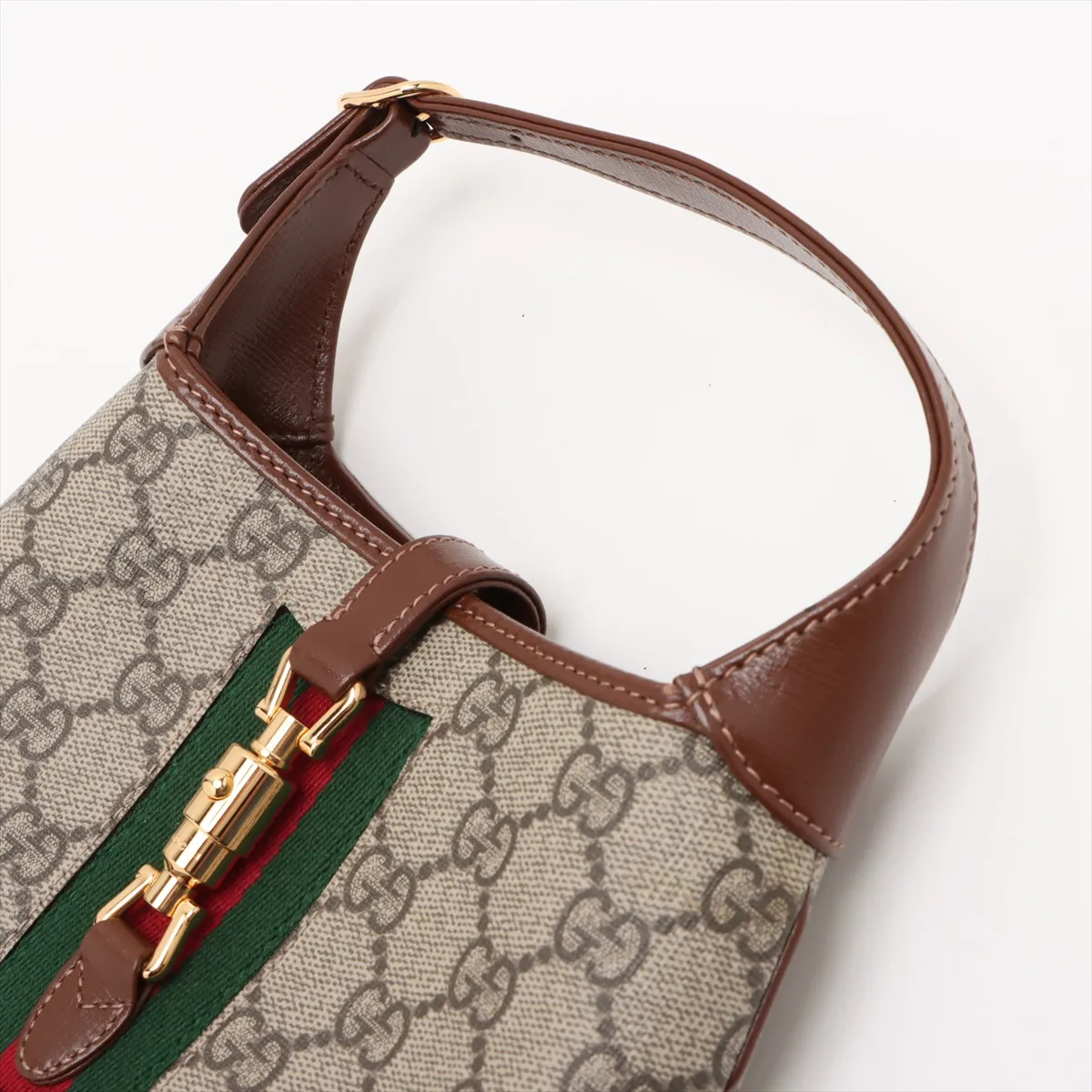GG Supreme Jackie 1961 PVC x Leather Shoulder Bag Beige x Brown 637092 — view 5