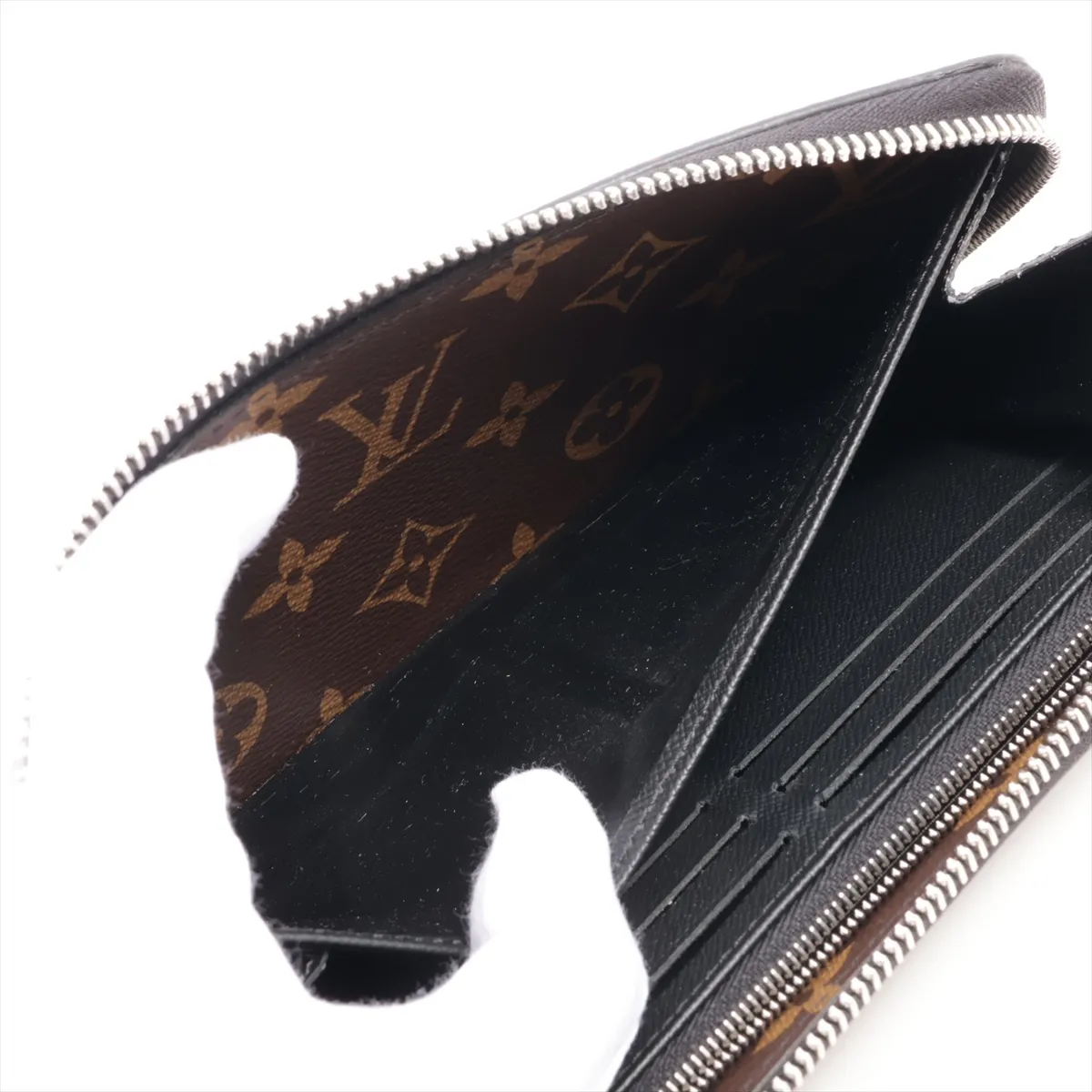 Monogram Macassar Zippy Dragonne M69407 Black x Brown Round Zip Wallet RFID Reactive — view 4