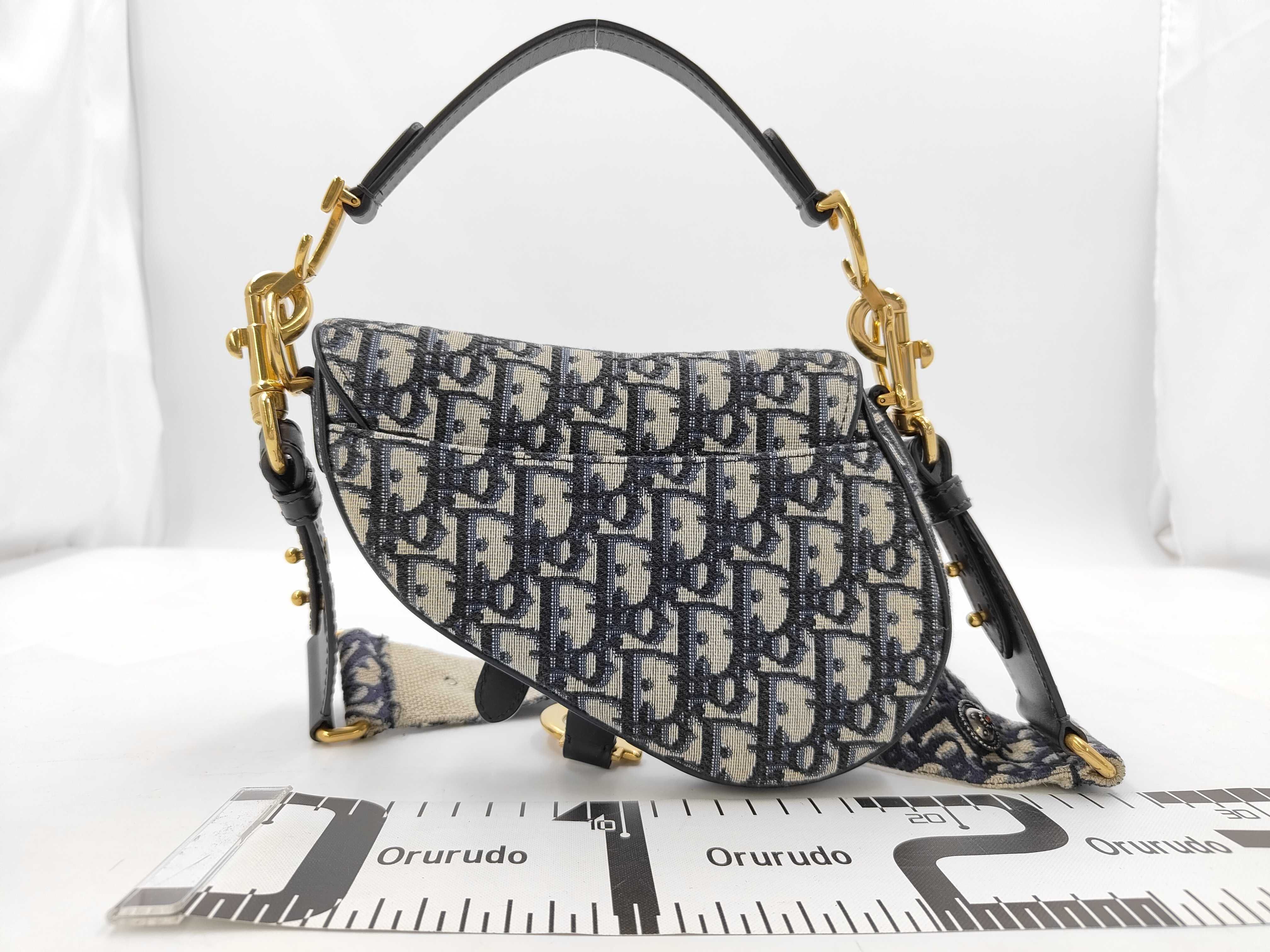 Saddle Bag Shoulder Bag Oblique Studded Canvas Navy ST Shoulder Bag — view 2