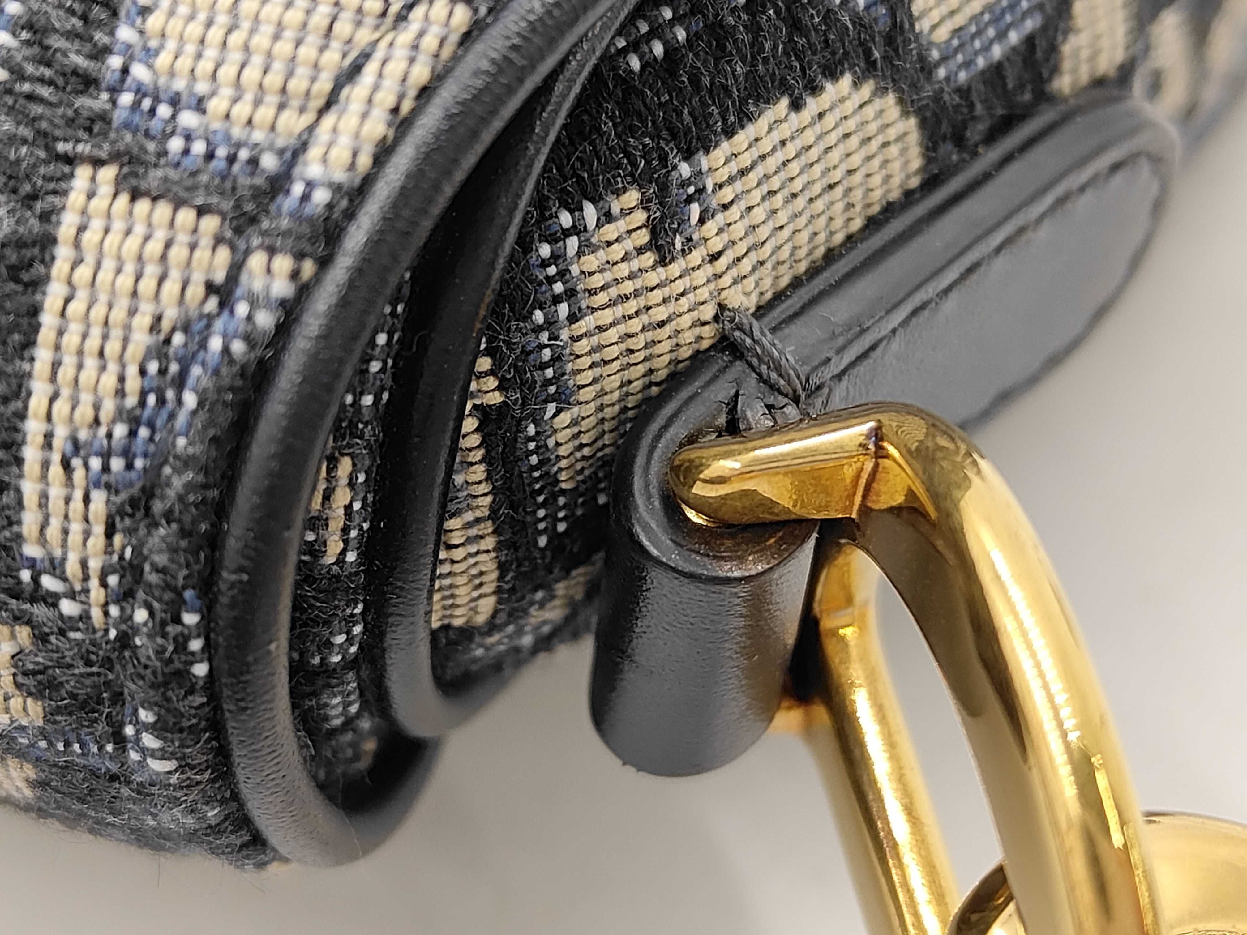 Saddle Bag Shoulder Bag Oblique Studded Canvas Navy ST Shoulder Bag — view 7