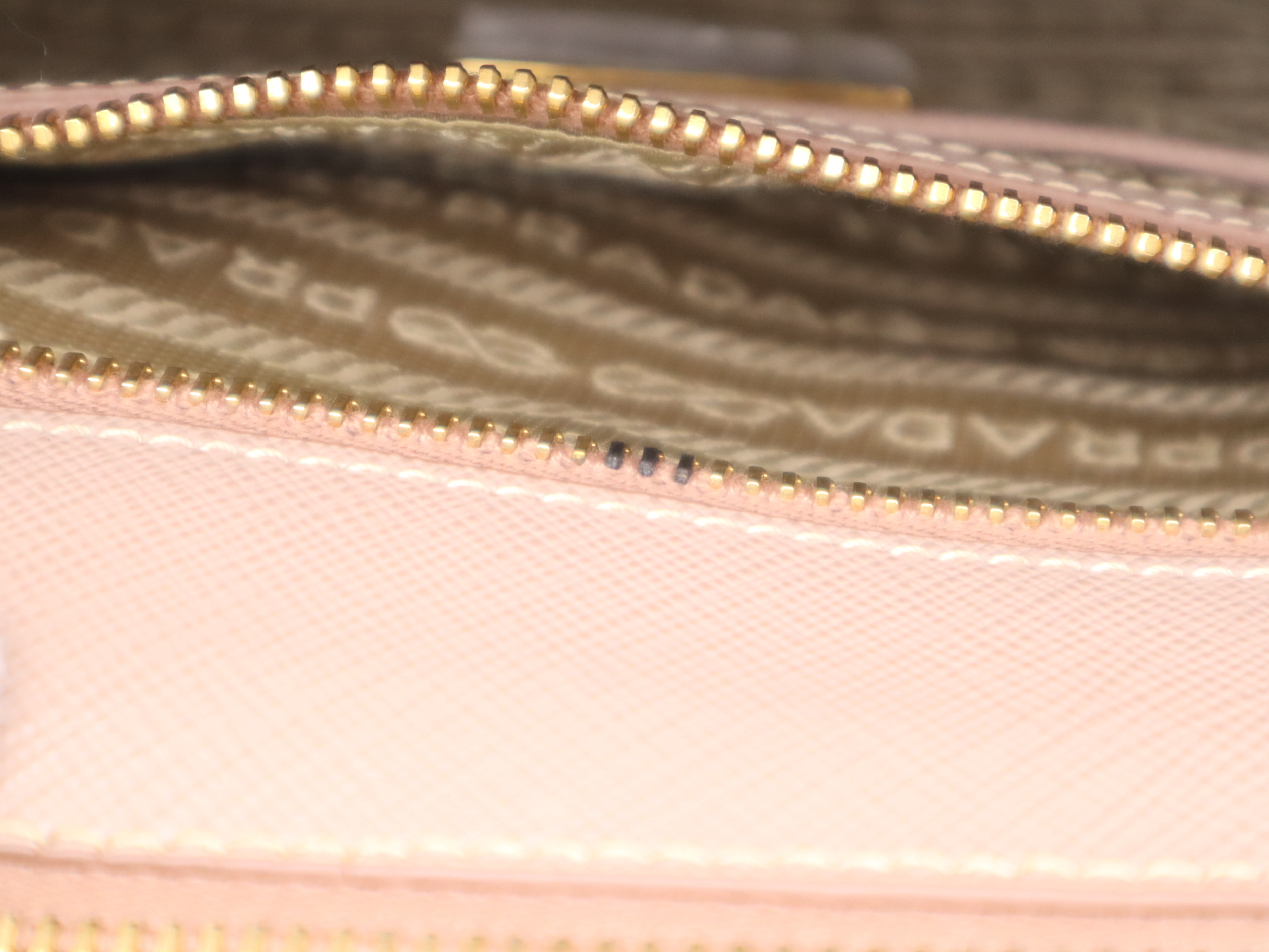 Leather Triangle Logo Pink Handbag with Gold Hardware and Dust Bag — view 12