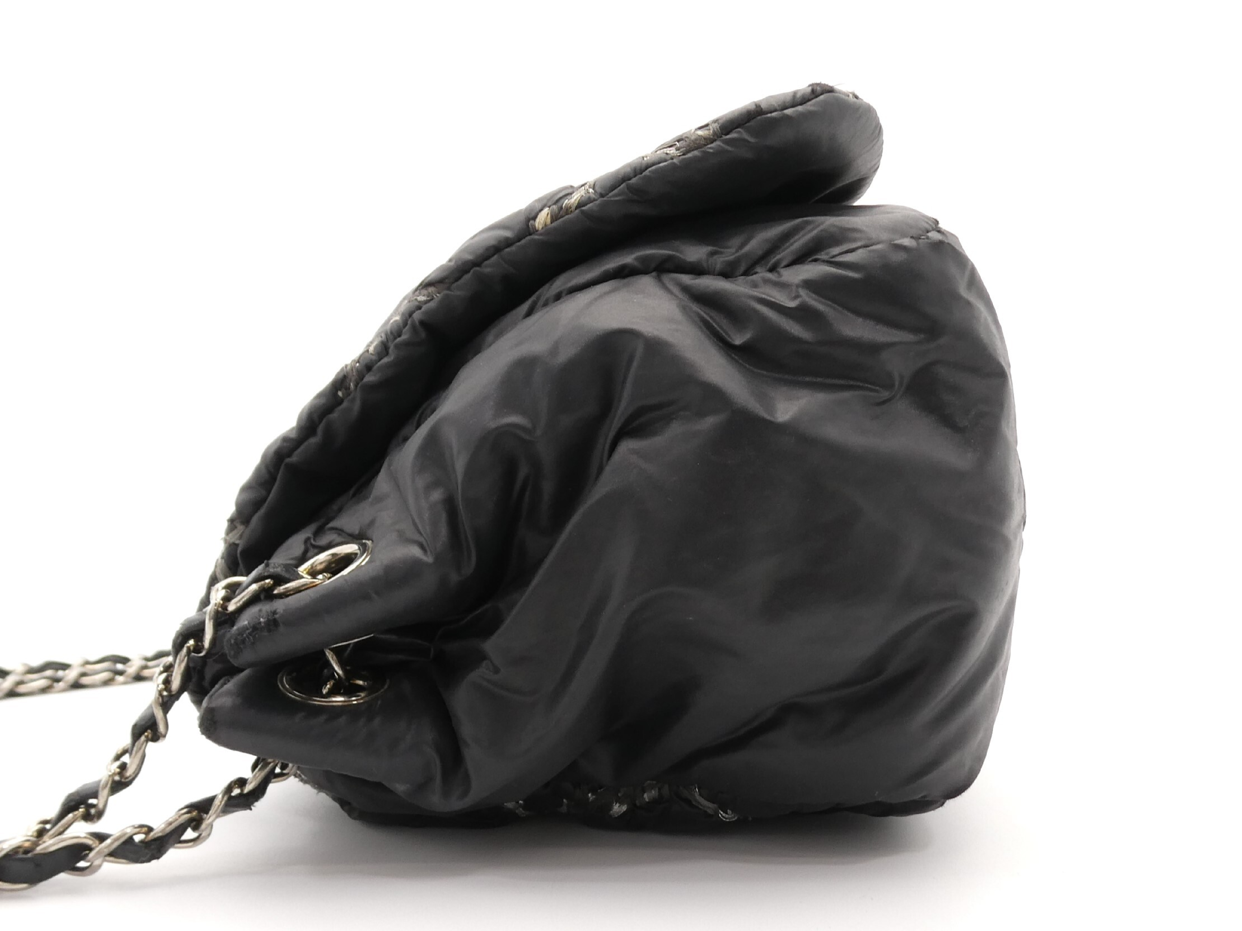 Bubble Quilted Coco Mark Turnlock Nylon Chain Shoulder Bag — view 3