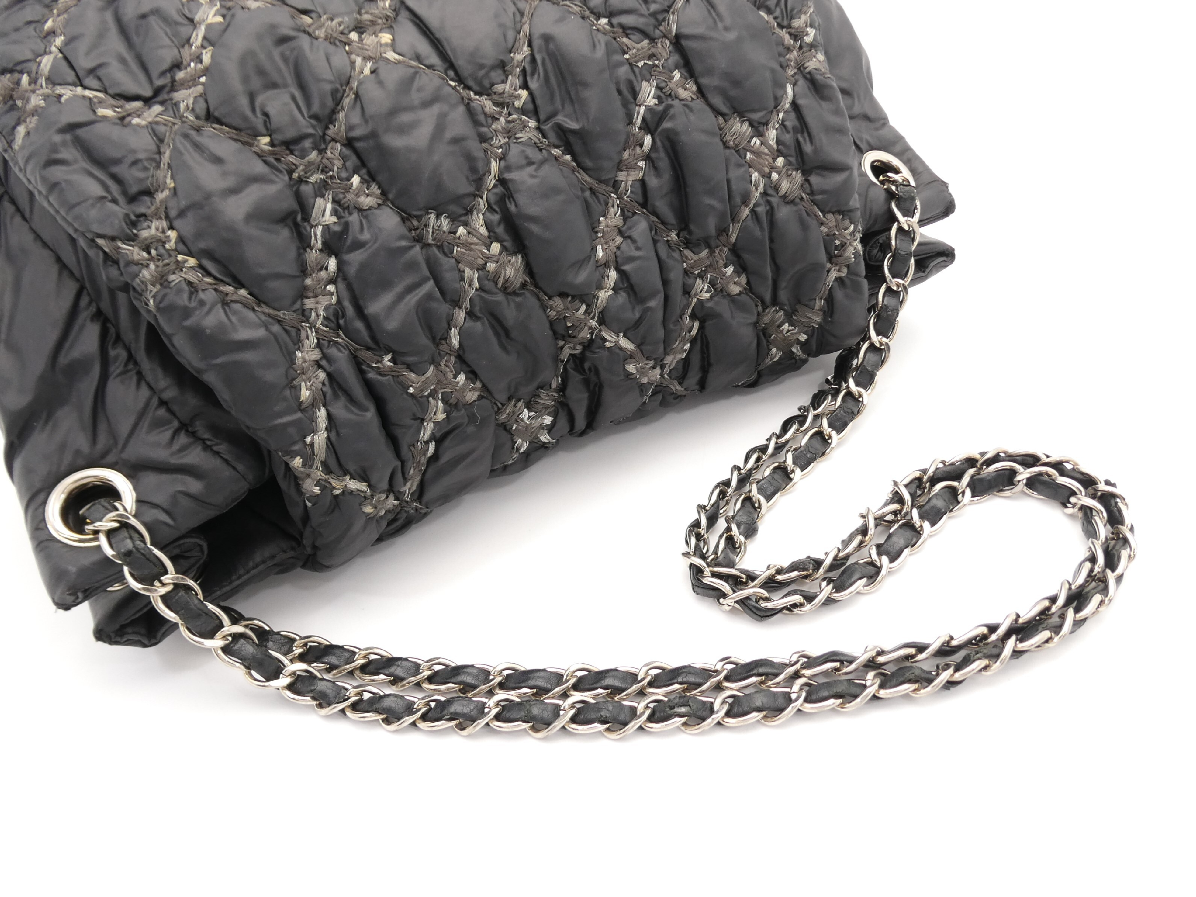 Bubble Quilted Coco Mark Turnlock Nylon Chain Shoulder Bag — view 6