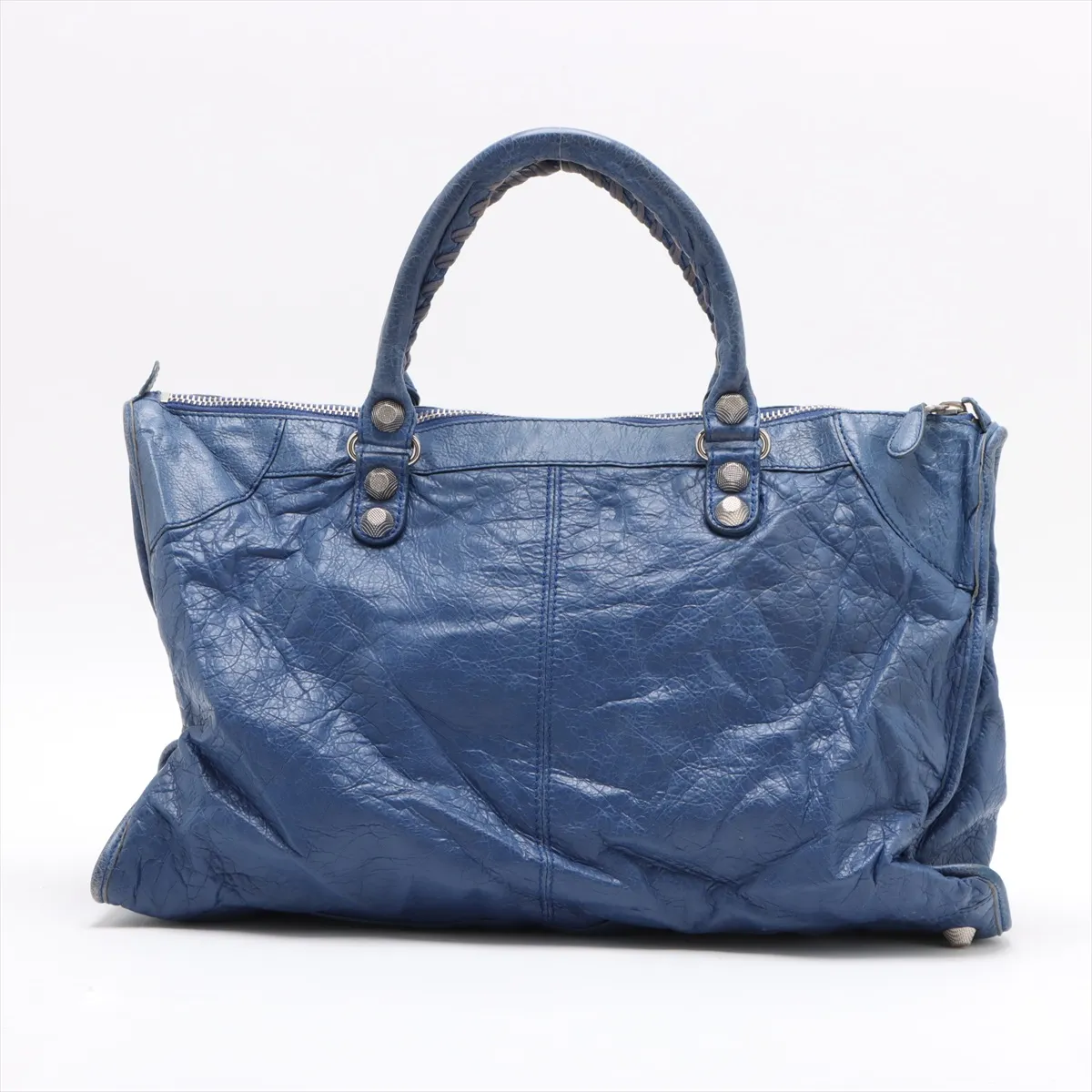 Giant Work Leather Handbag Blue 285451 Mirror Damaged Mirror Included — view 2