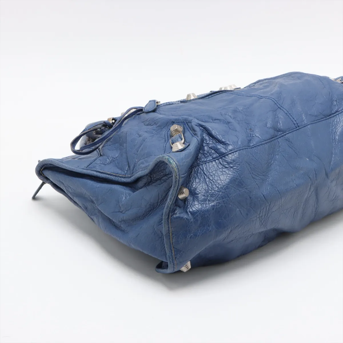 Giant Work Leather Handbag Blue 285451 Mirror Damaged Mirror Included — view 4
