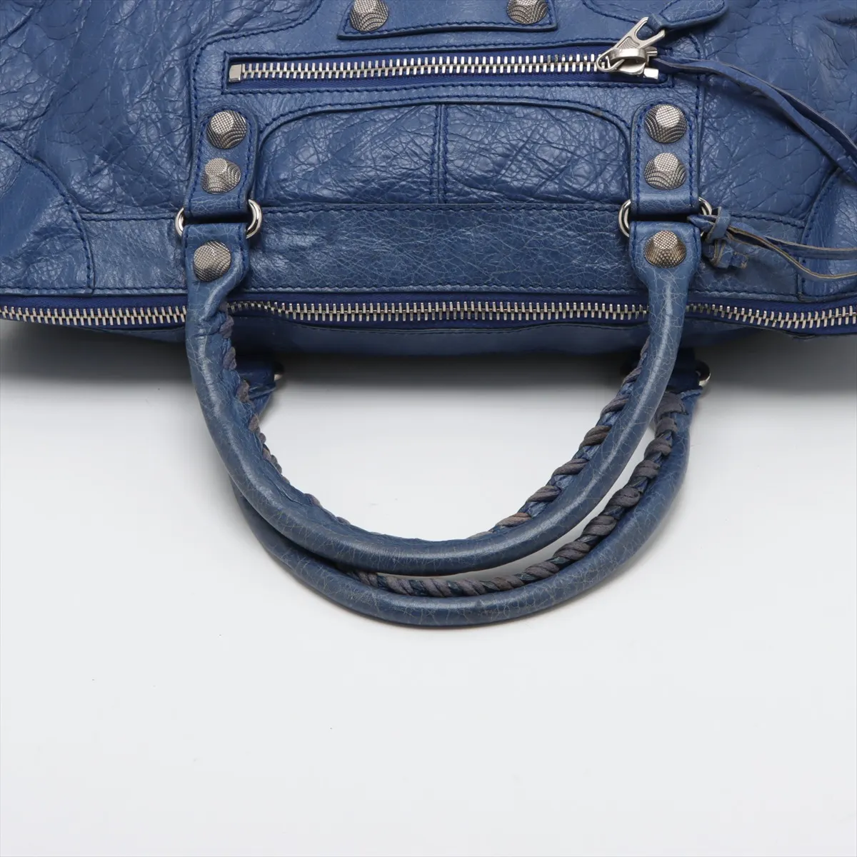 Giant Work Leather Handbag Blue 285451 Mirror Damaged Mirror Included — view 5