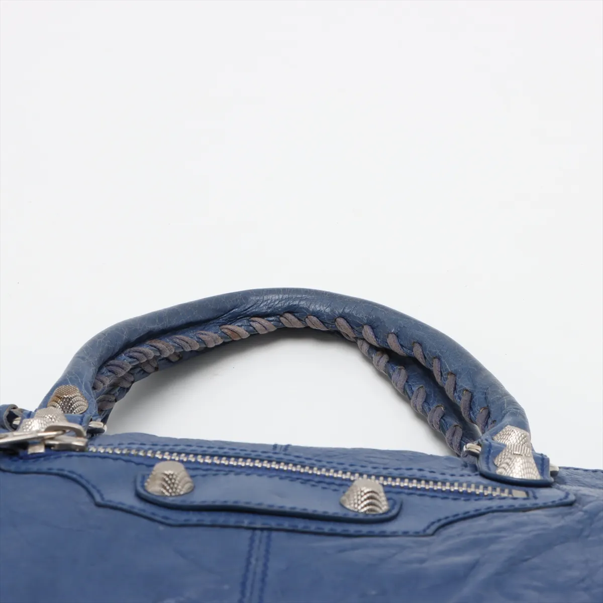 Giant Work Leather Handbag Blue 285451 Mirror Damaged Mirror Included — view 6