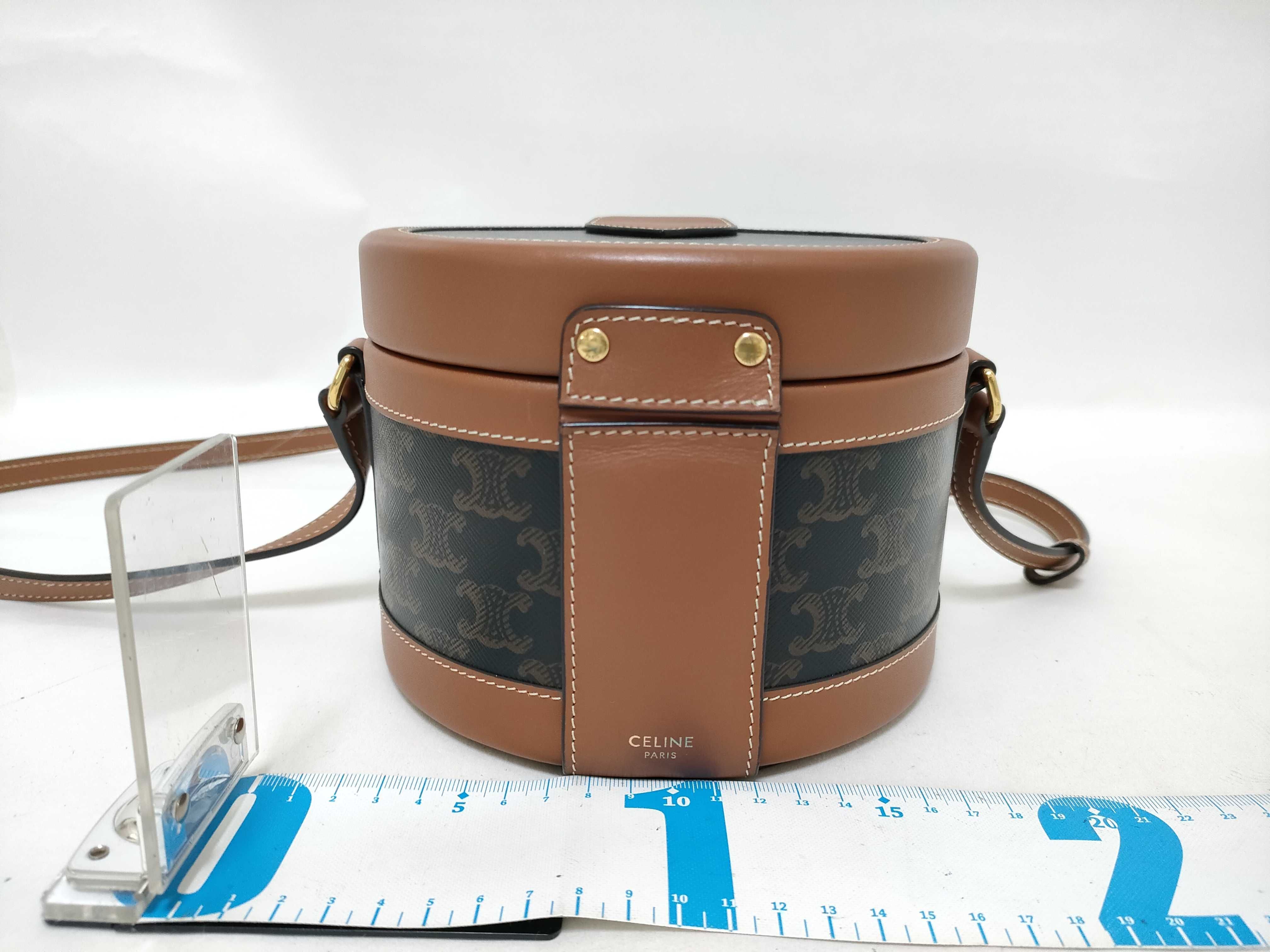 Triomphe Tambour Medium Shoulder Bag, PVC x Leather, Brown Shoulder Bag — view 2