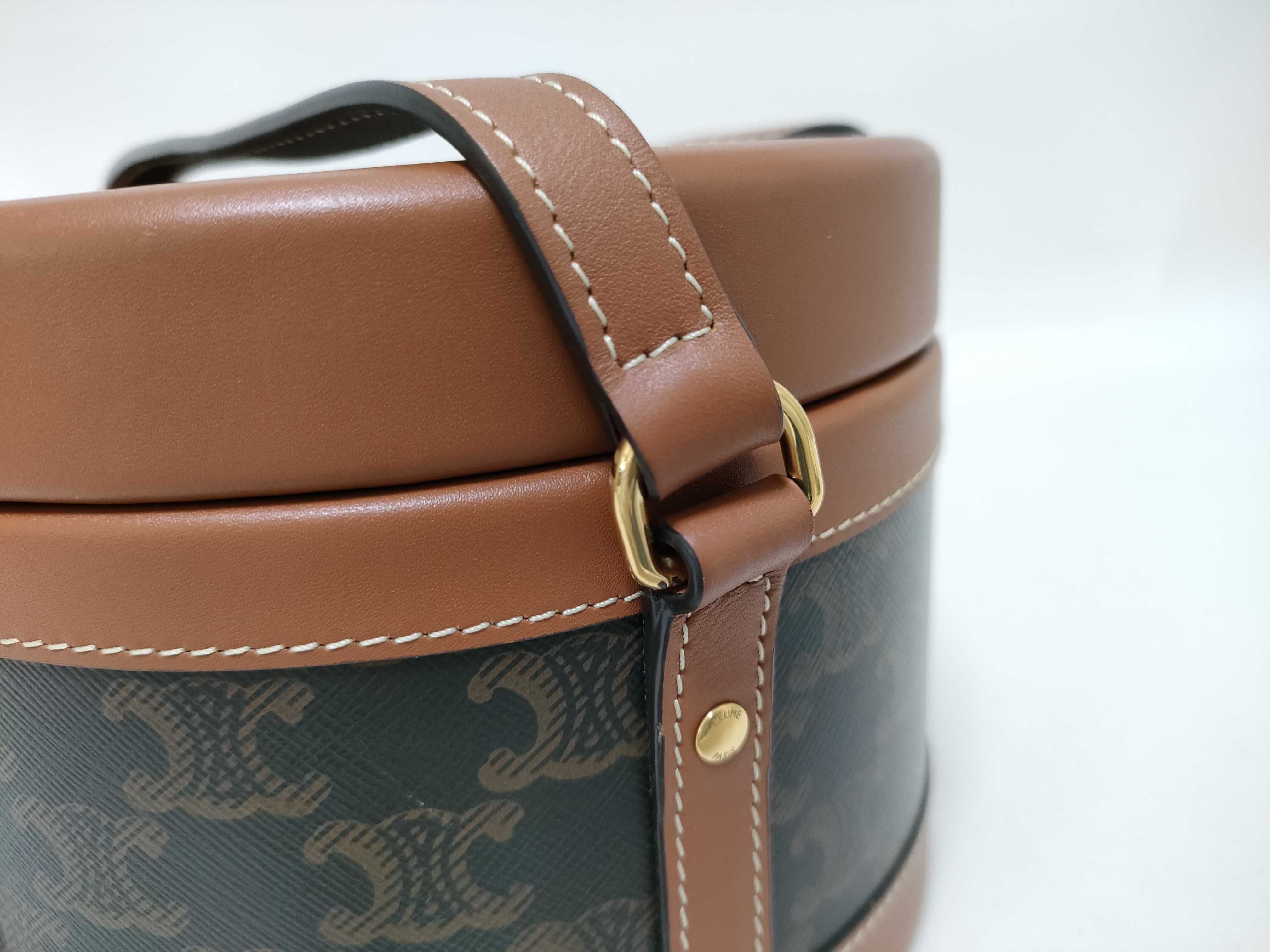 Triomphe Tambour Medium Shoulder Bag, PVC x Leather, Brown Shoulder Bag — view 5