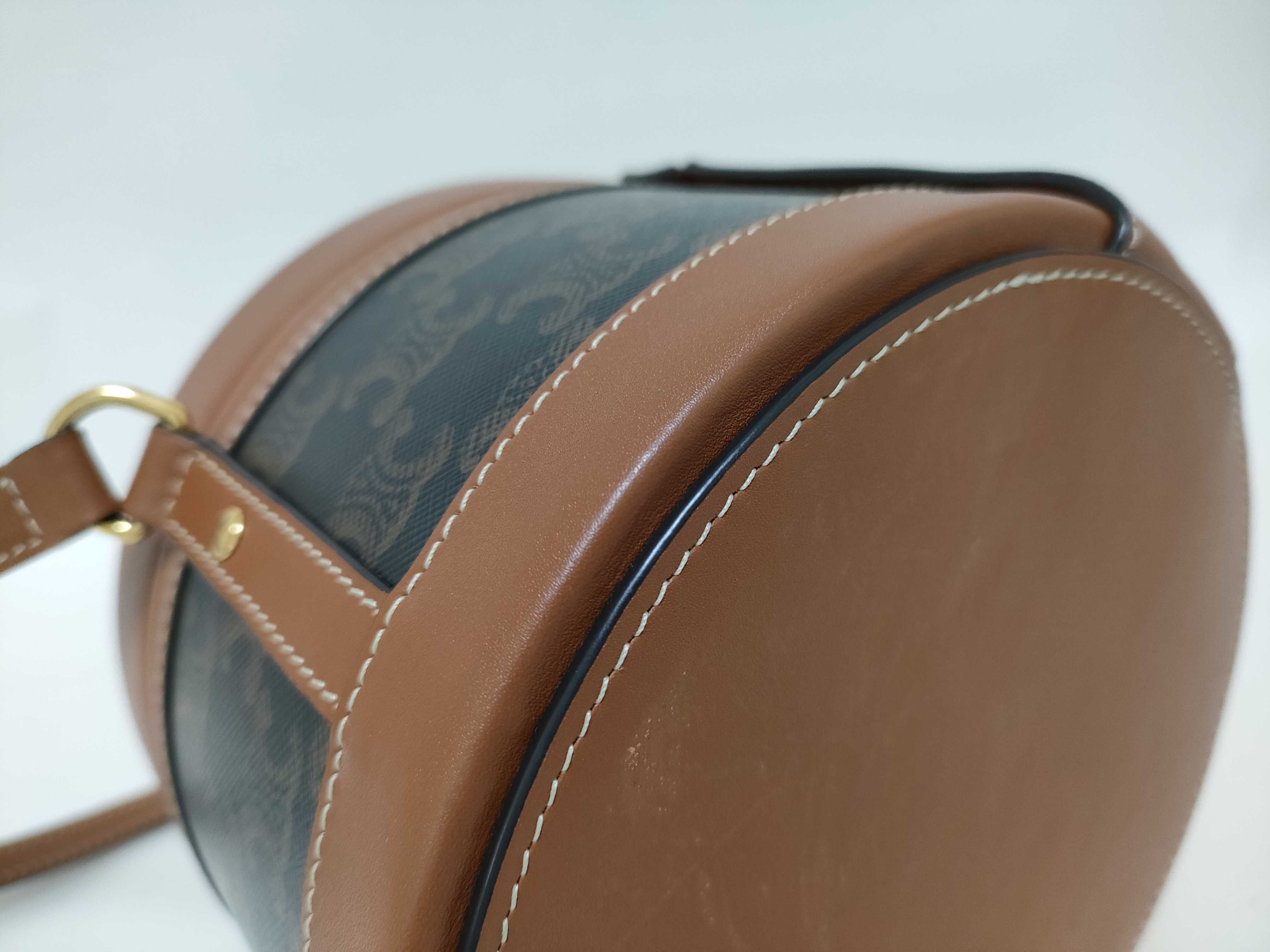 Triomphe Tambour Medium Shoulder Bag, PVC x Leather, Brown Shoulder Bag — view 6