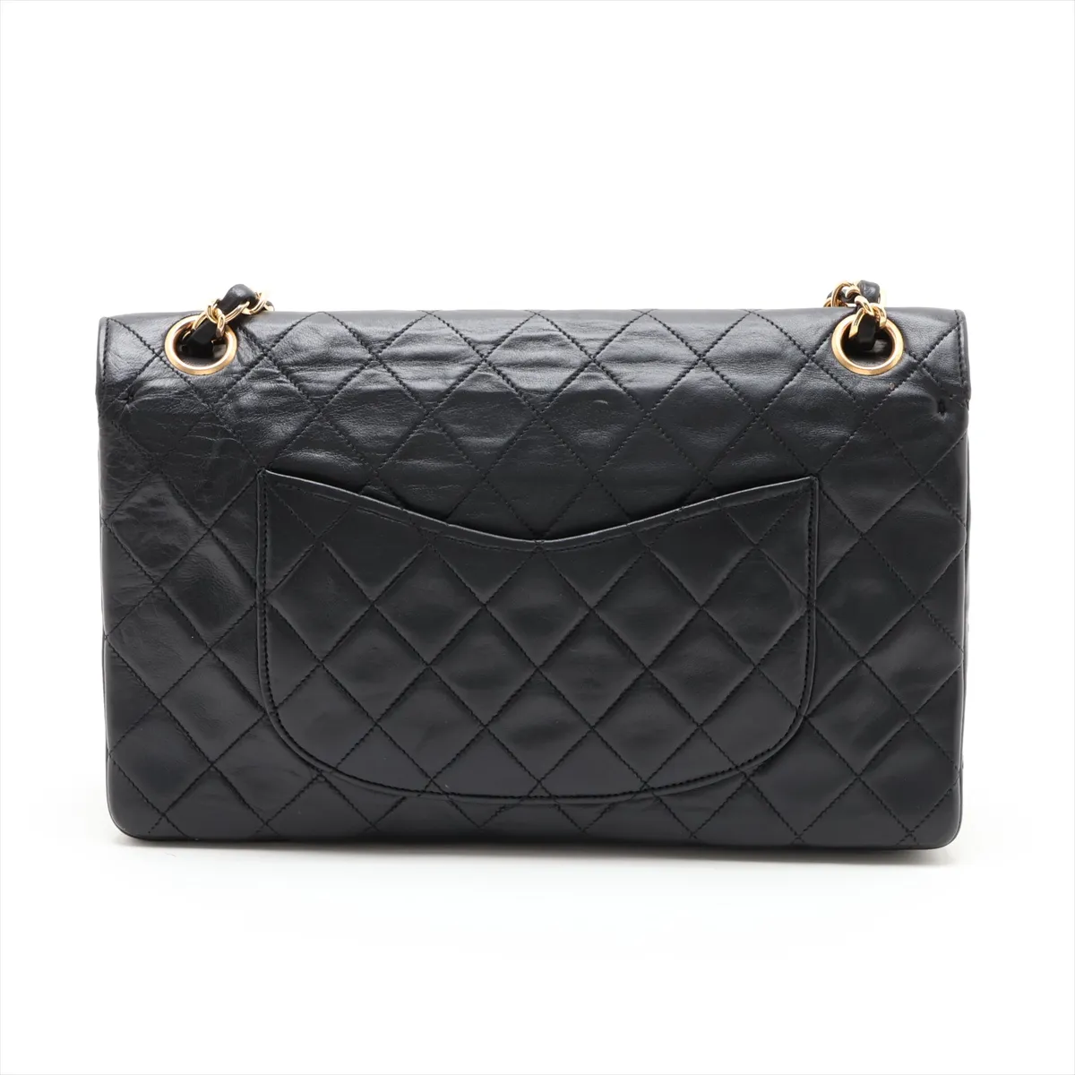 Matelassé Lambskin Double Flap Double Chain Bag, Black with Gold Hardware, Item No. 1246661 (Serial Number 1) — view 2