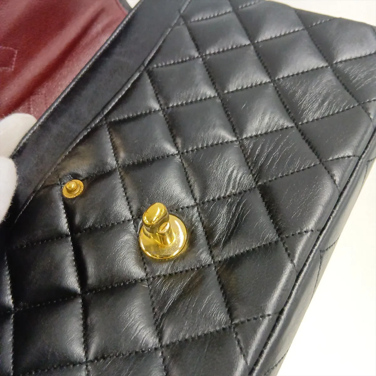 Matelassé Lambskin Double Flap Double Chain Bag, Black with Gold Hardware, Item No. 1246661 (Serial Number 1) — view 13