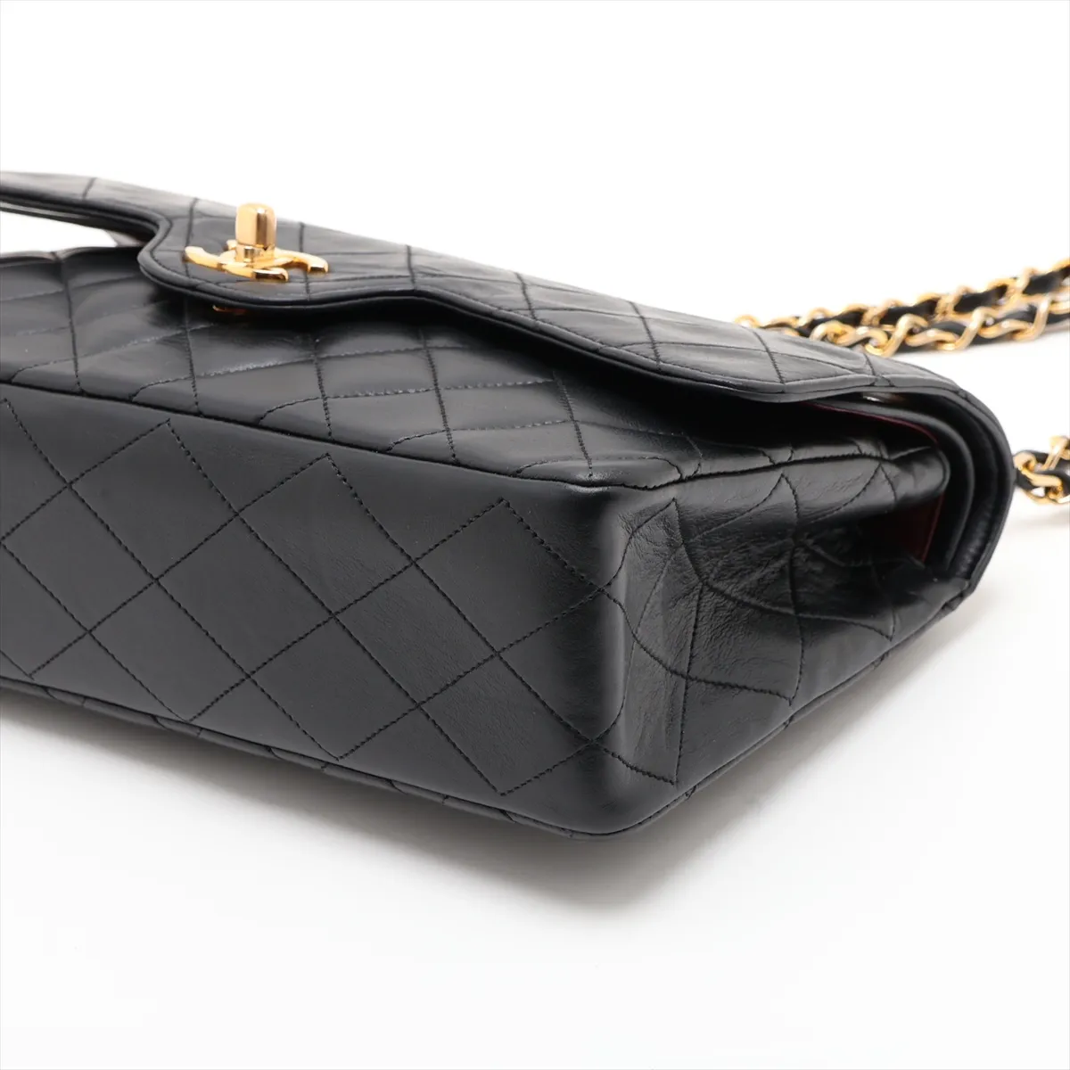 Matelassé Lambskin Double Flap Double Chain Bag, Black with Gold Hardware, Item No. 1246661 (Serial Number 1) — view 3