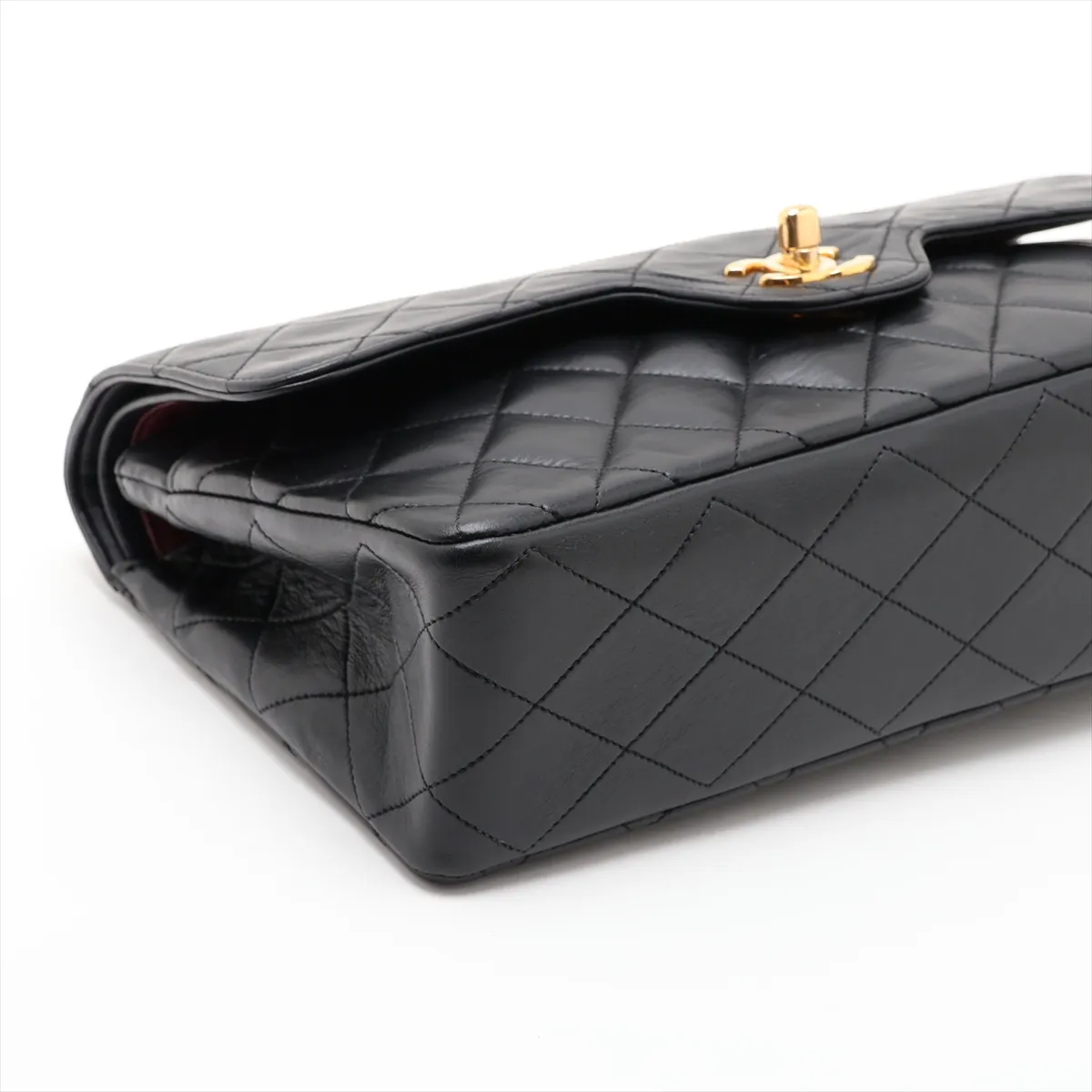 Matelassé Lambskin Double Flap Double Chain Bag, Black with Gold Hardware, Item No. 1246661 (Serial Number 1) — view 4