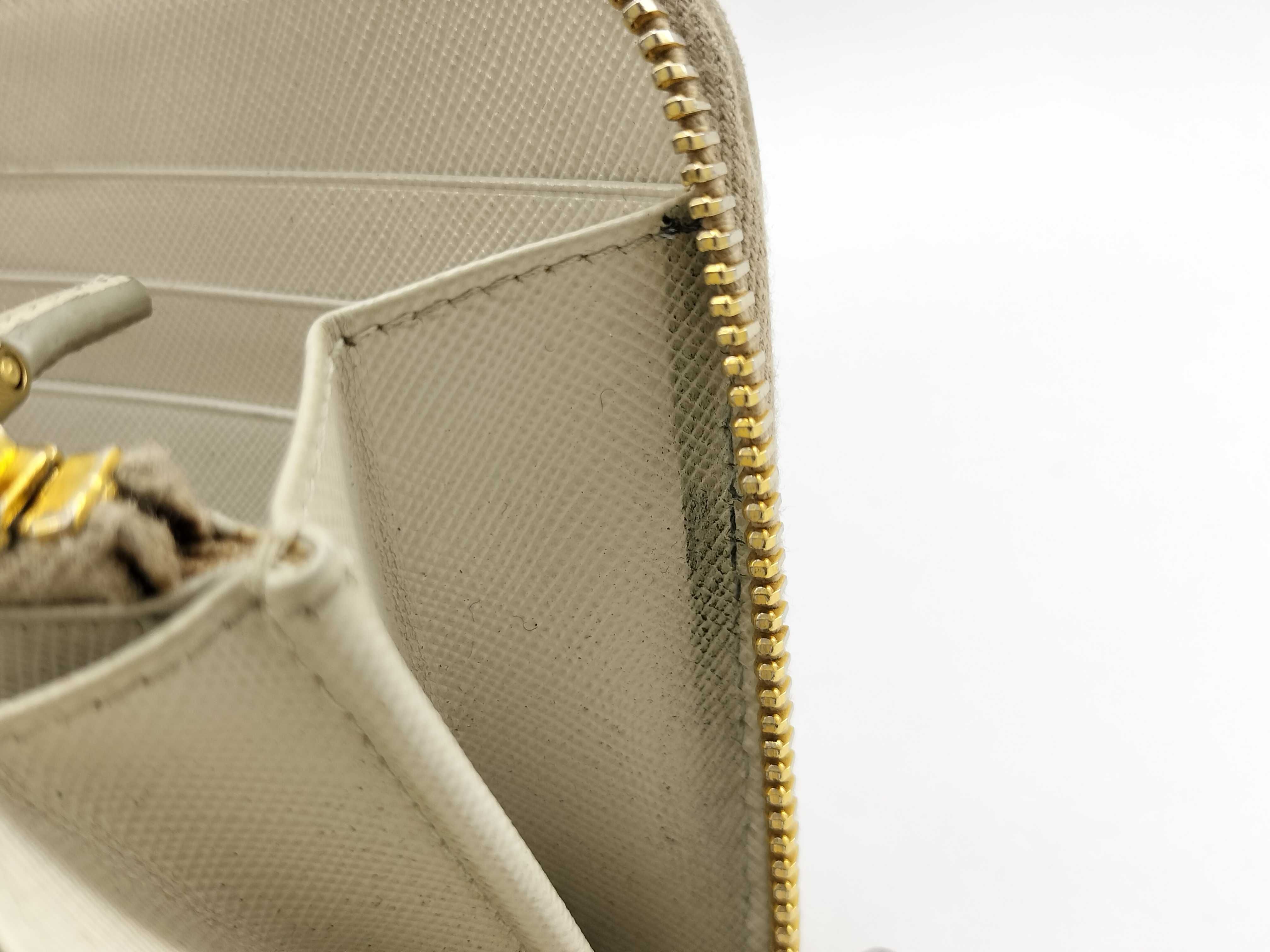 Long Wallet, Round Zipper, Flower Motif, Leather, 1M0506, Beige — view 14