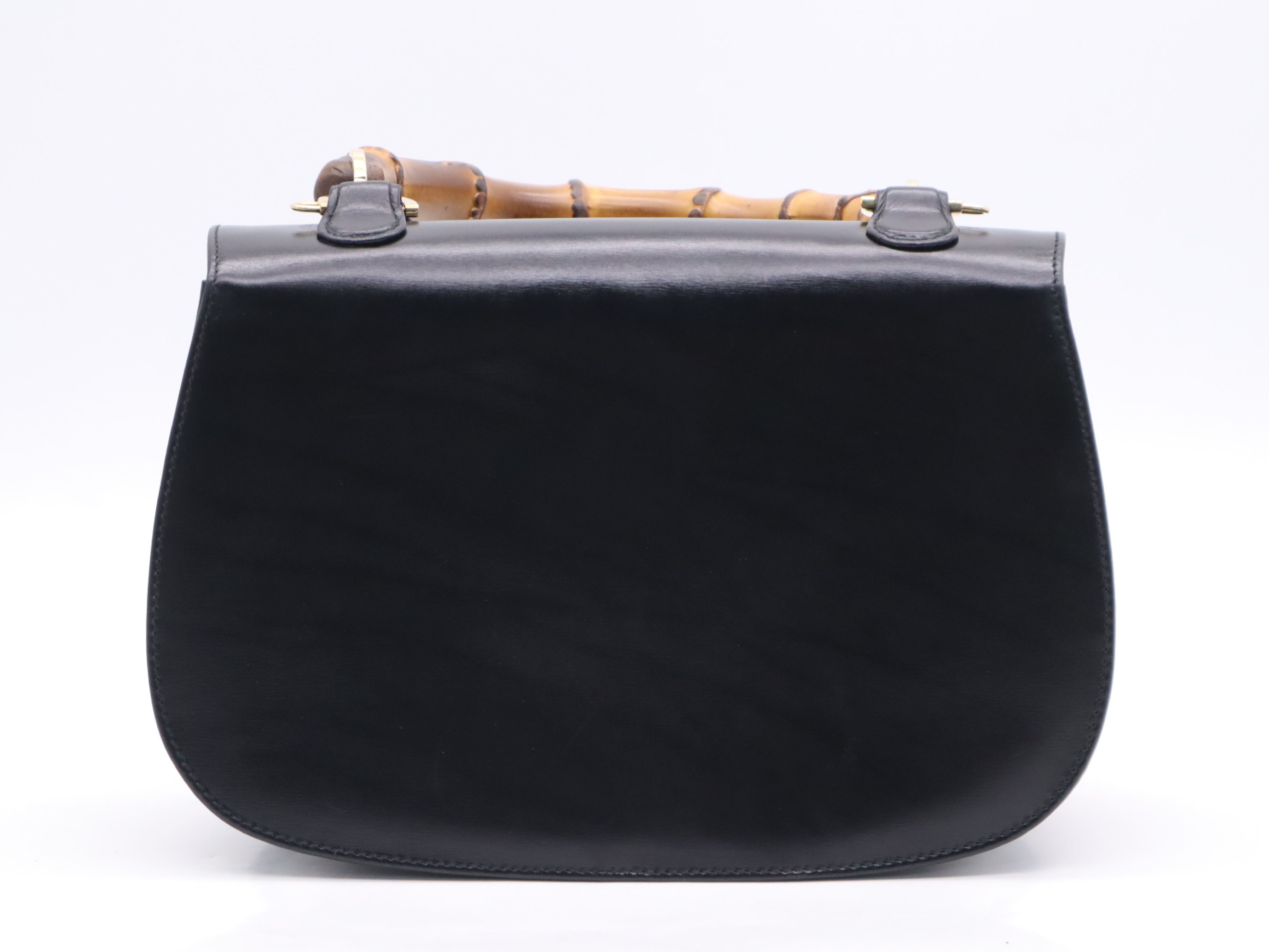 00026840633 Leather Bamboo Black Gold Hardware Handbag — view 2