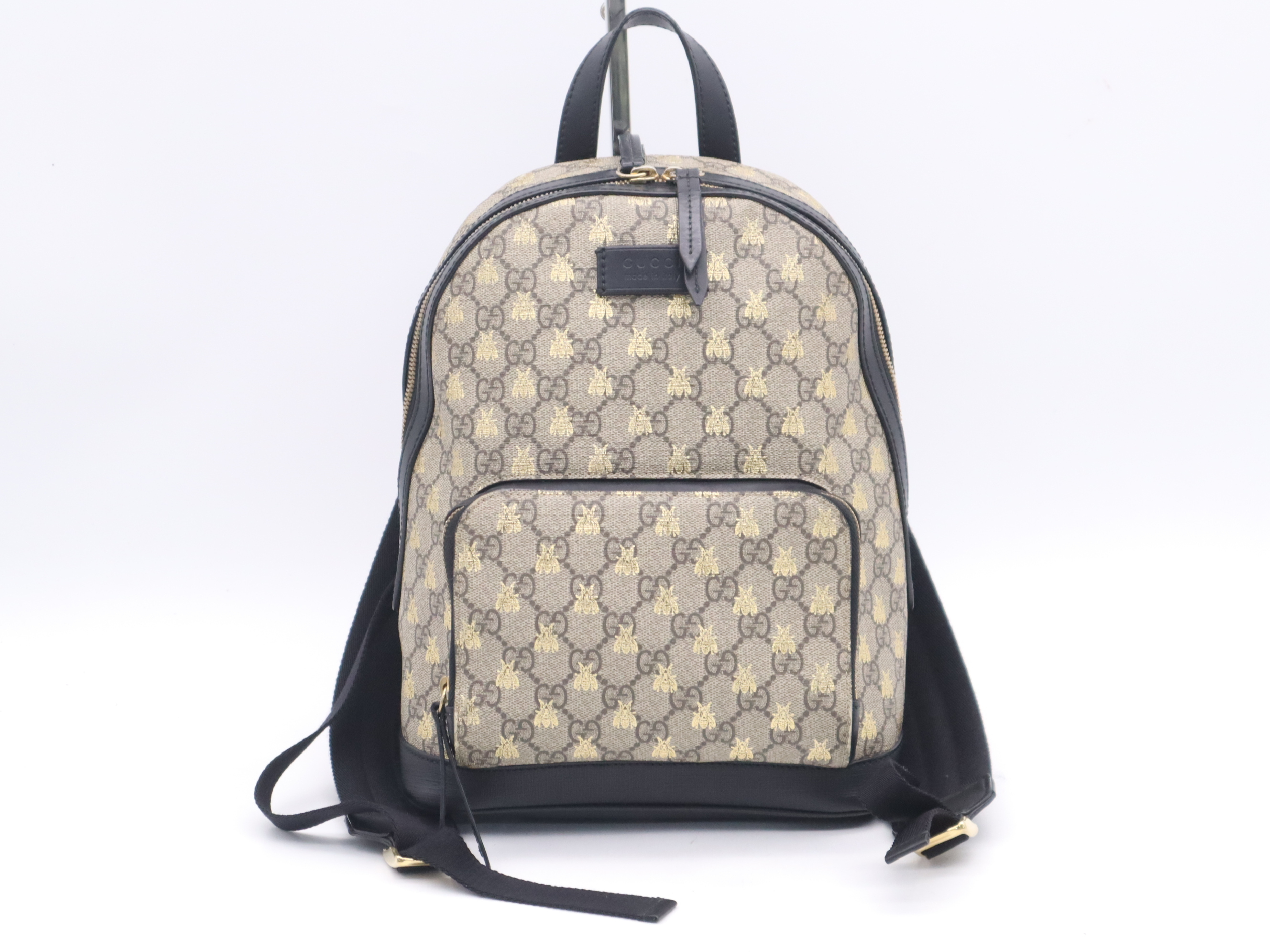 427042GG Supreme Bee Backpack, Beige/Black, Rucksack