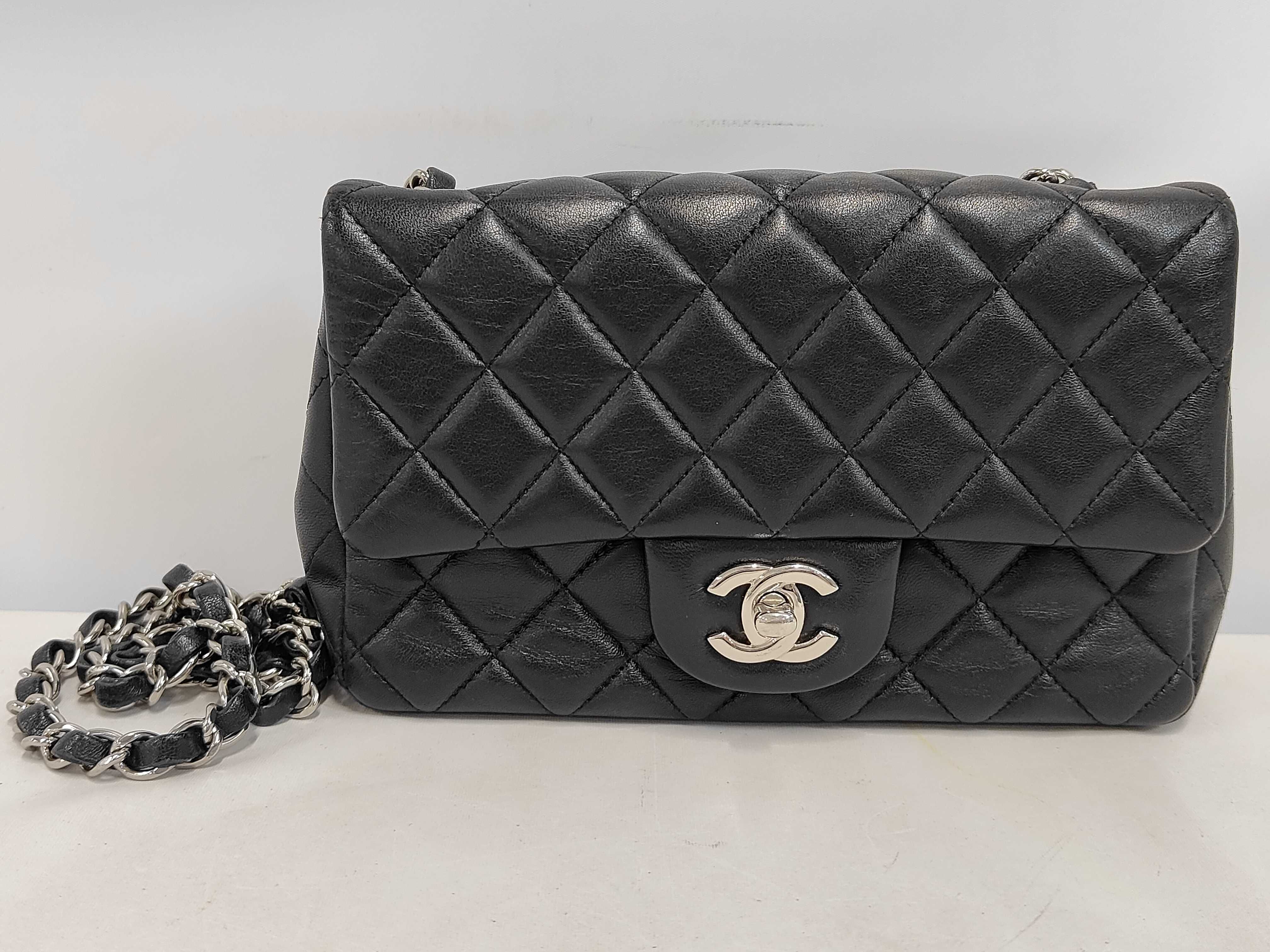 Matelassé 20 Lambskin Silver Hardware Chain Shoulder Bag, Serial Number 28, Black Shoulder Bag