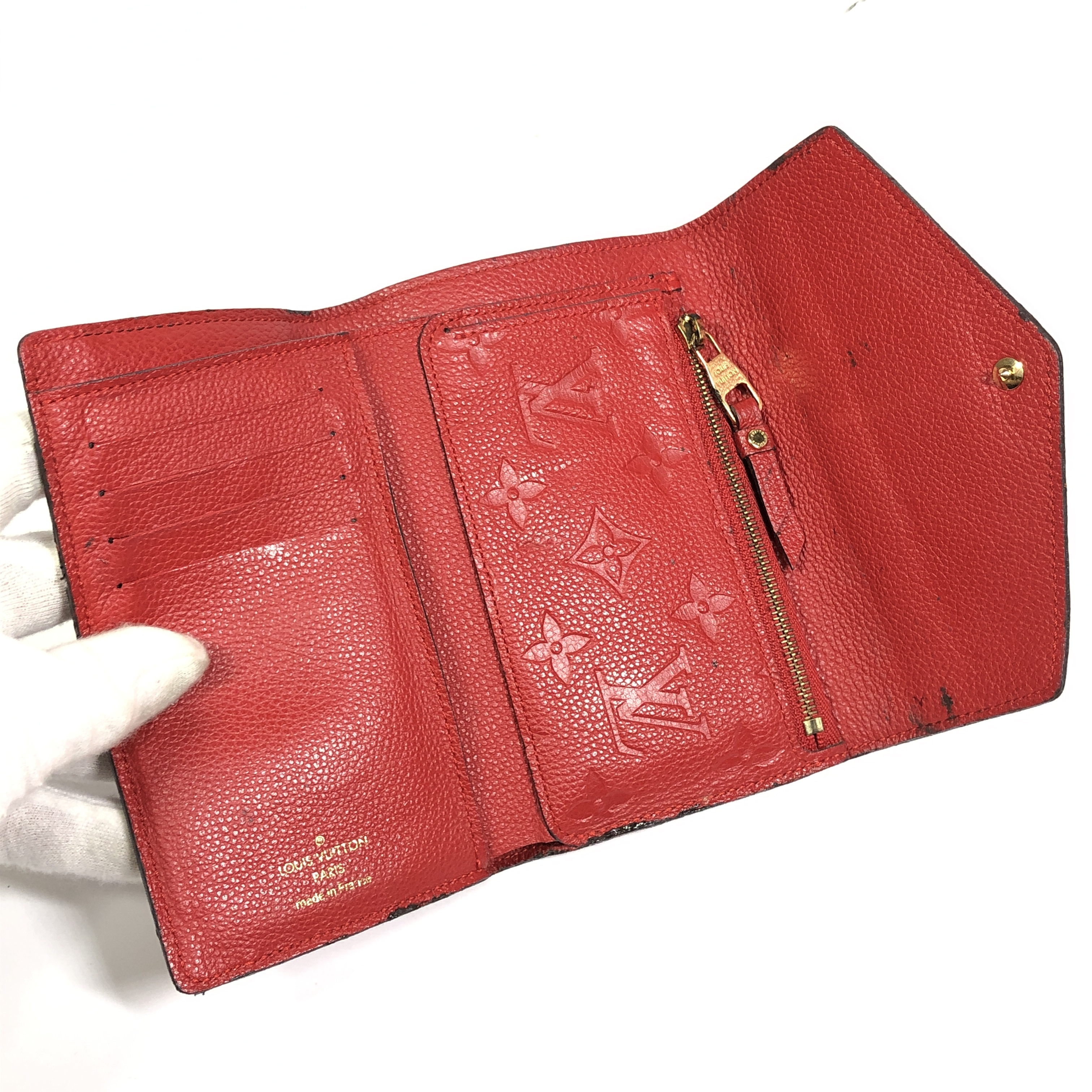 Monogram Empreinte Portefeuille Curieuse Compact Tri-fold Wallet M60735 Cerise Compact Wallet SP0145 with Coin Pocket — view 9