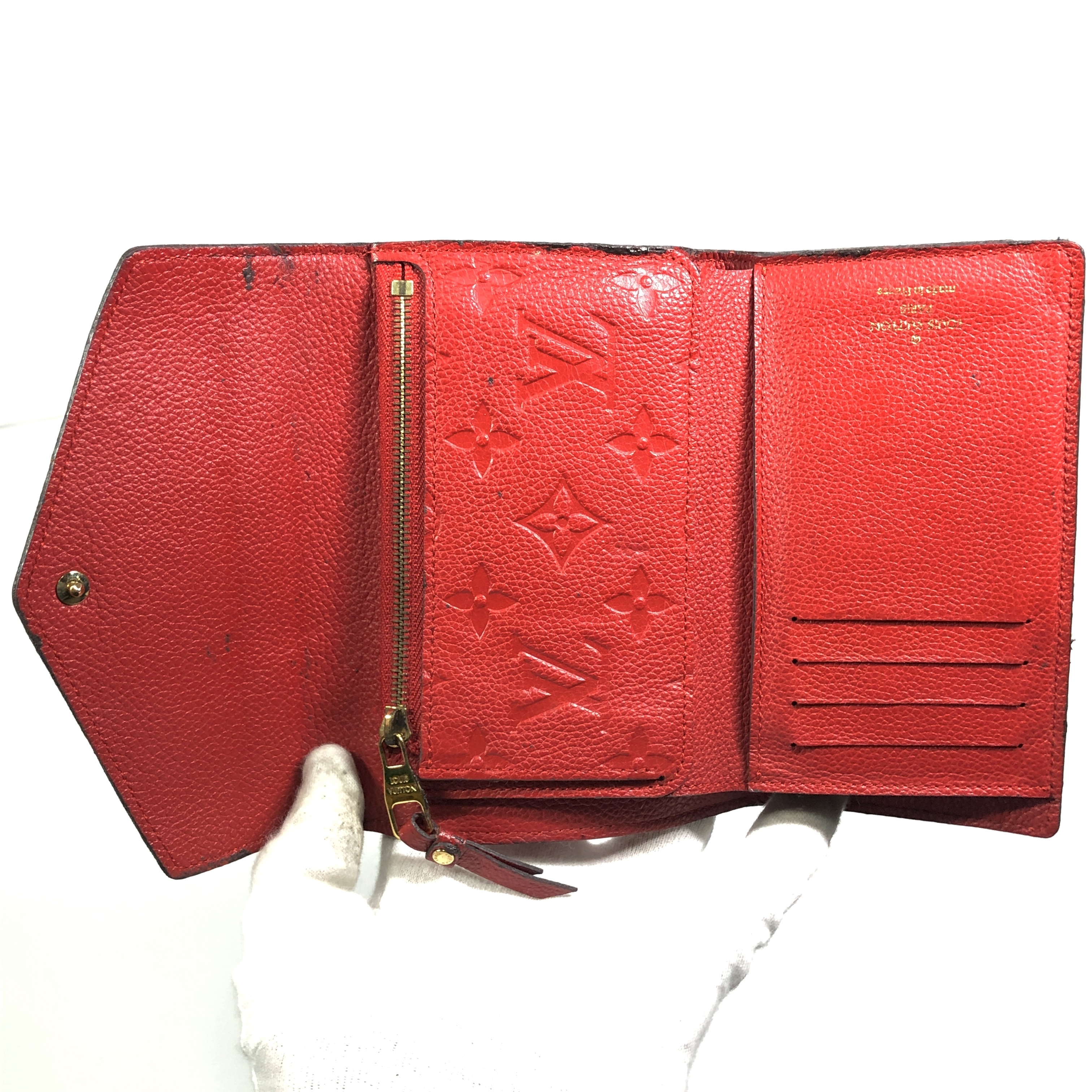 Monogram Empreinte Portefeuille Curieuse Compact Tri-fold Wallet M60735 Cerise Compact Wallet SP0145 with Coin Pocket — view 10